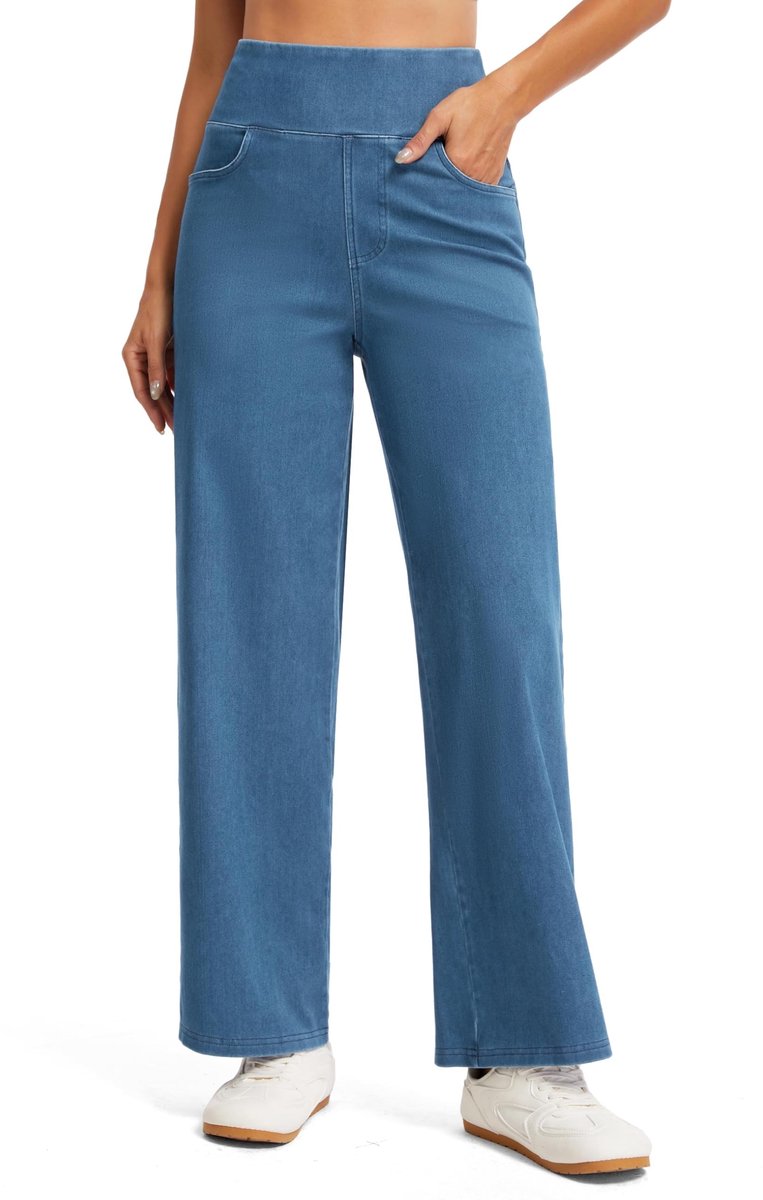 Elzusha - Damesjeans met Wijde Pijpen en Hoge Taille