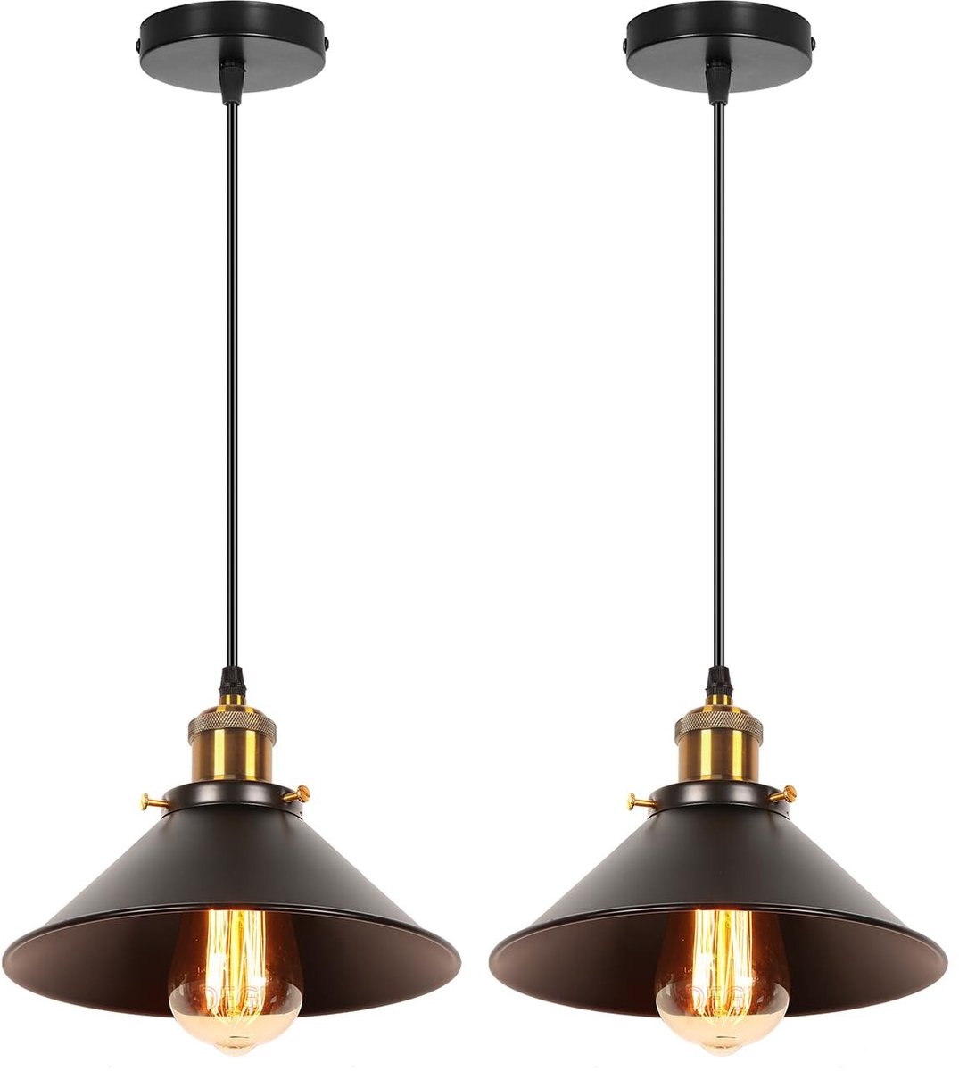 Elzusha - Retro Hanglampen Set van 2, Edison Design, E27 Fitting