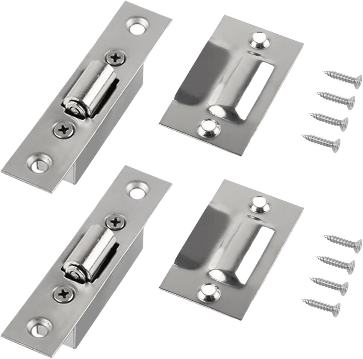 Set van 2 Verstelbare Roller Sluitingen voor Verborgen Deuren, Ideaal voor Keuken, Slaapkamer en Badkamer, Inclusief Schroeven