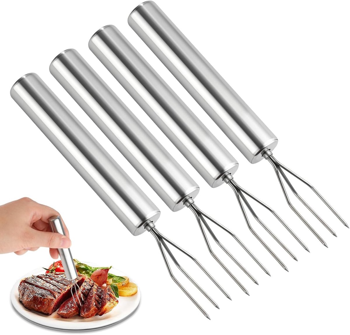 Set van 4 RVS Aardappelhaken - 18,2x1,8 cm - Herbruikbare Tuin- en Keukenhulpmiddelen voor Groenten en Fruit