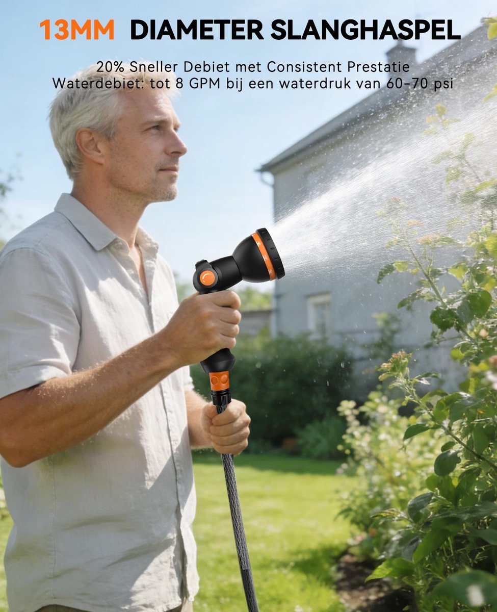 Elzusha - Tuinslanghaspel 45m met 10 Posities Spraykop