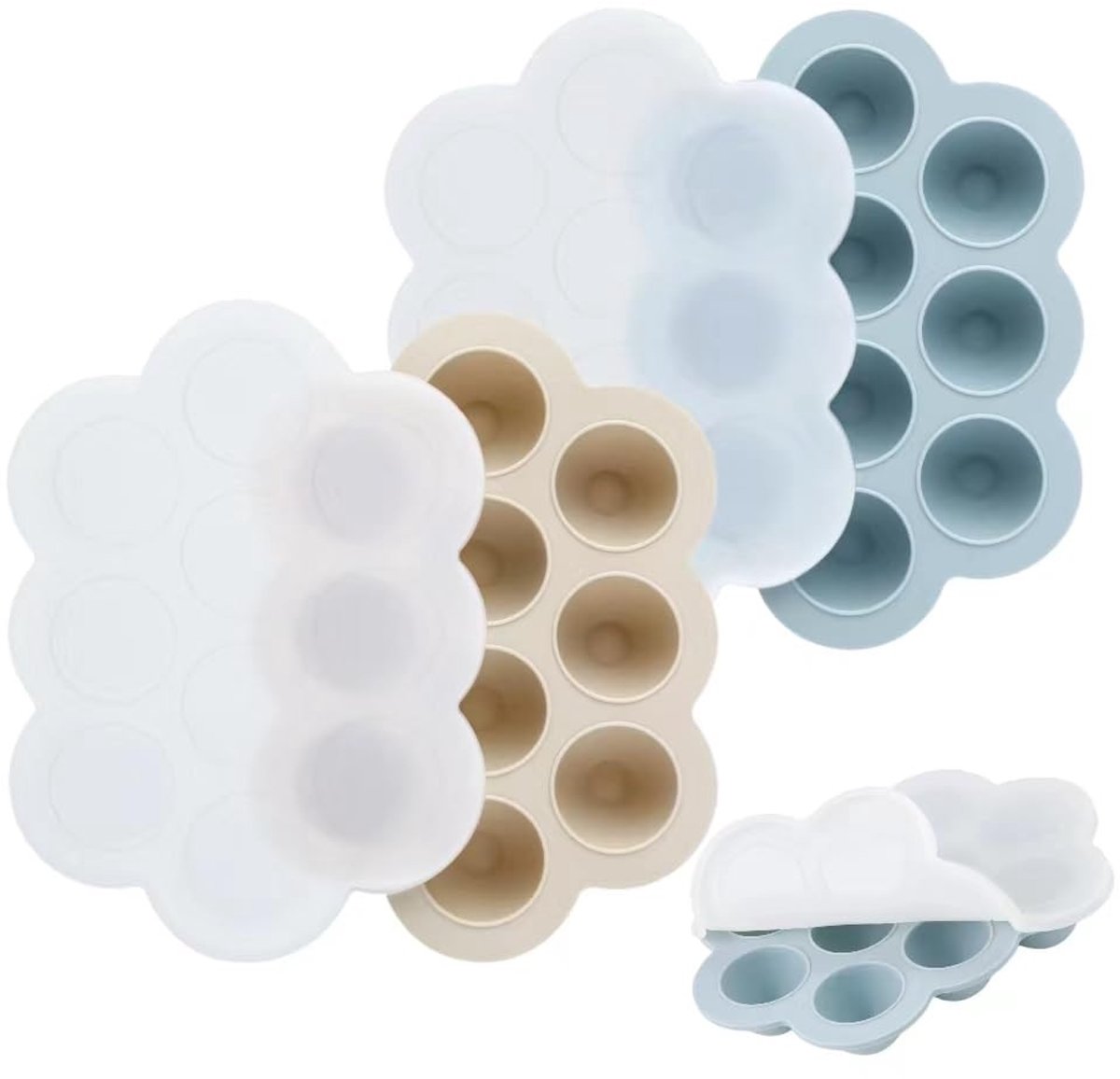 Elzusha - Set van 2 Siliconen Diepvries Dienbladen voor Babyvoeding