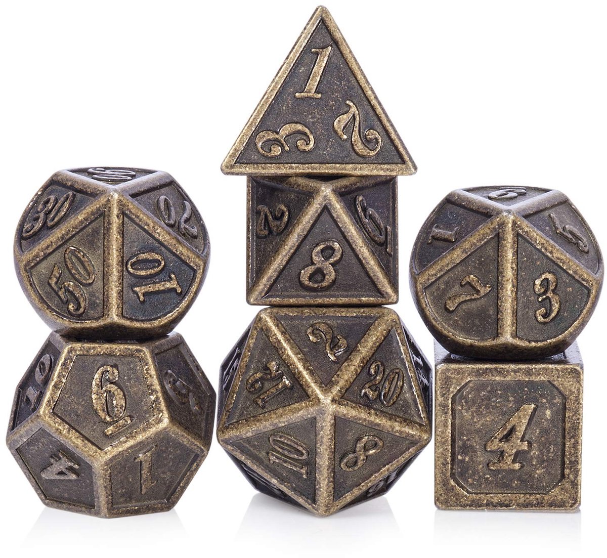 Elzusha - Set van 7 Messing Dobbels voor Bordspellen