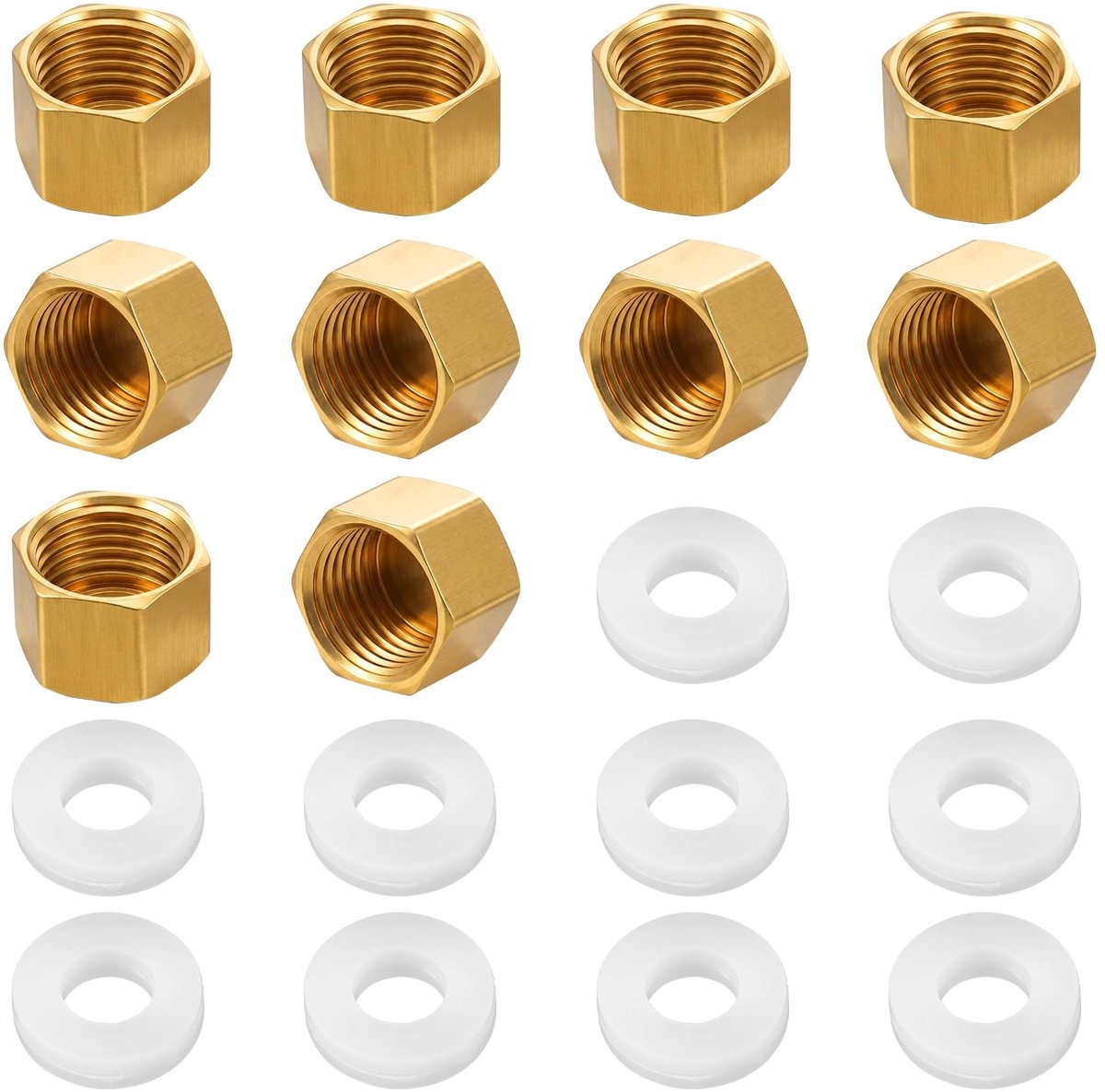 Elzusha - Set van 10 Messing Sluitkappen 1/4 Inch - Inclusief Rubberen Seals