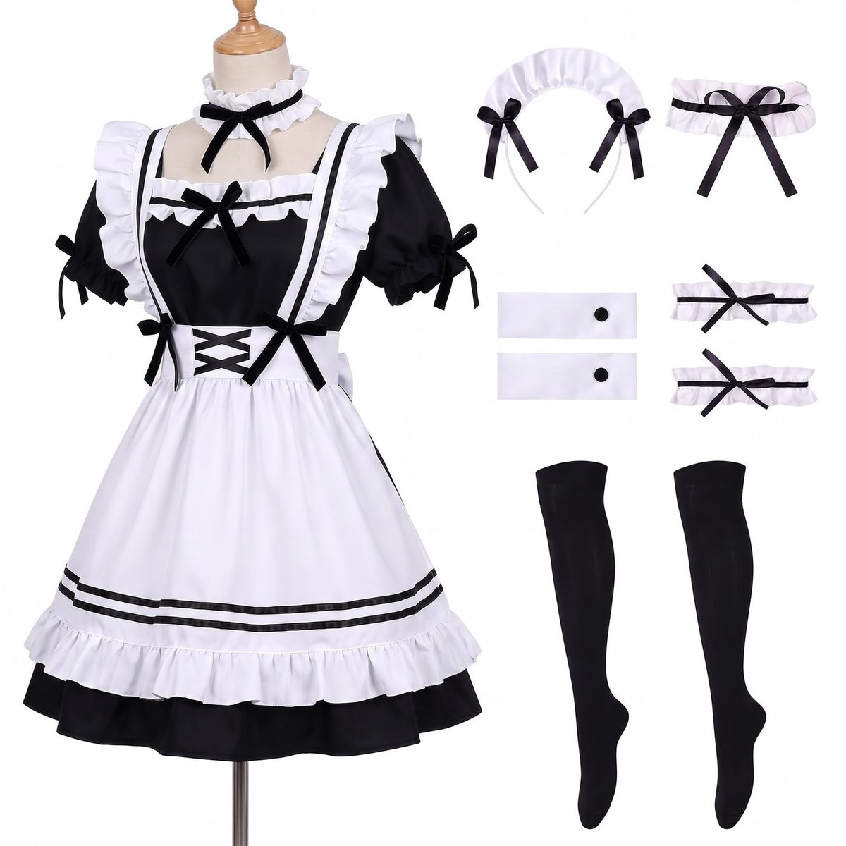 Elzusha - Anime Maid Kostuum - Zwart - Volwassenen