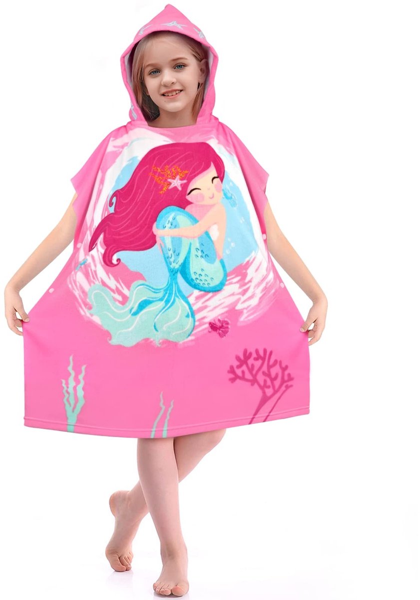 Elzusha - Meisjes Bad Poncho met Capuchon van Microvezel
