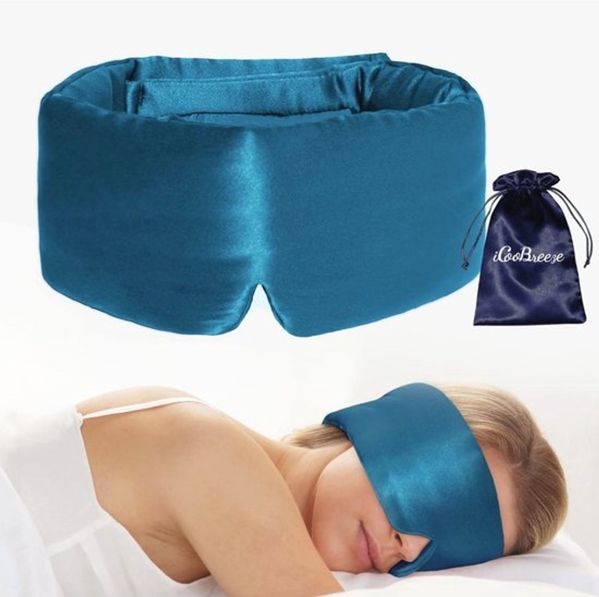 Natuurlijk Zijde Oogmasker voor Dames en Heren - Verstelbaar, Luxe Verduisterend Slaapmasker