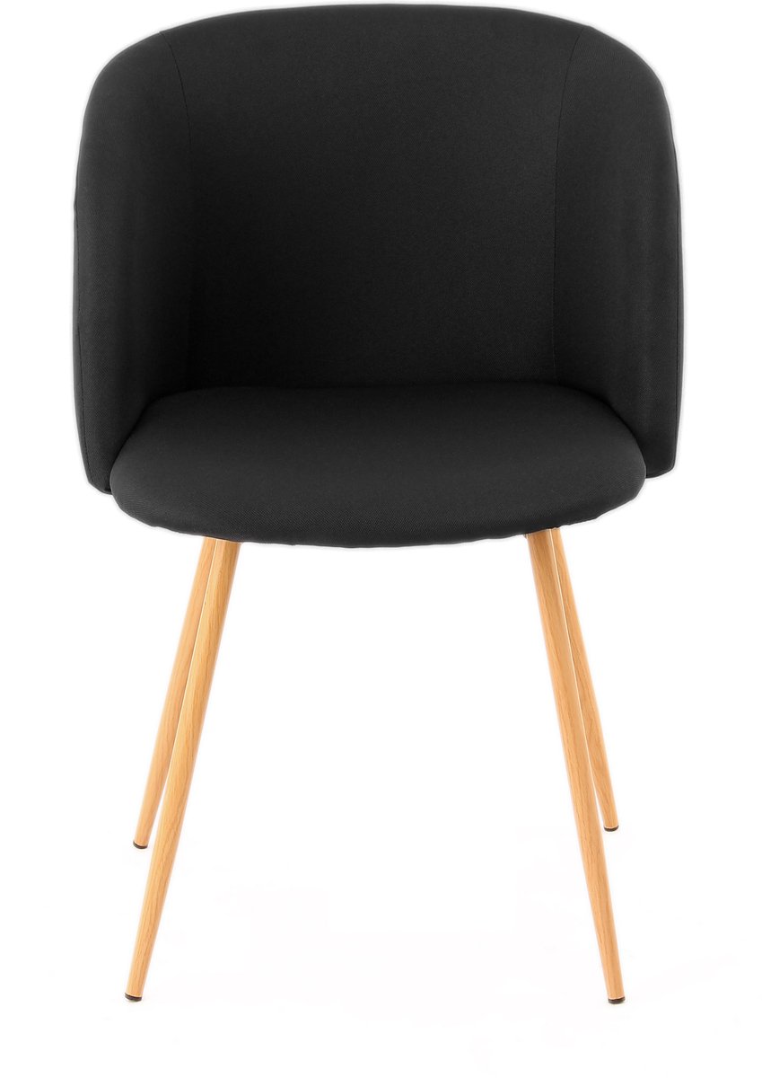 Padiro eetkamerstoelen set van 2 - zwart - polyester - stalen onderstel in houtlook - Scandinavisch
