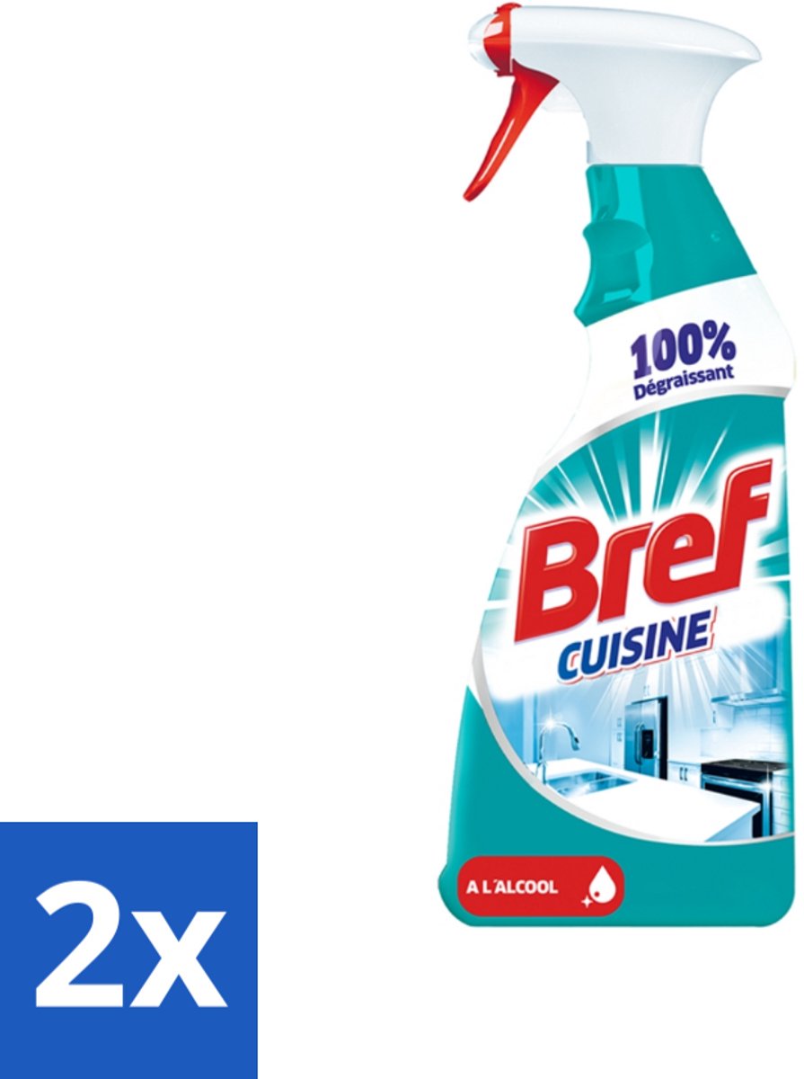 Bref Keuken - Reinigingsspray - Ontvetter - Met Alcohol - 750 ml - Voordeelverpakking - 2 stuks
