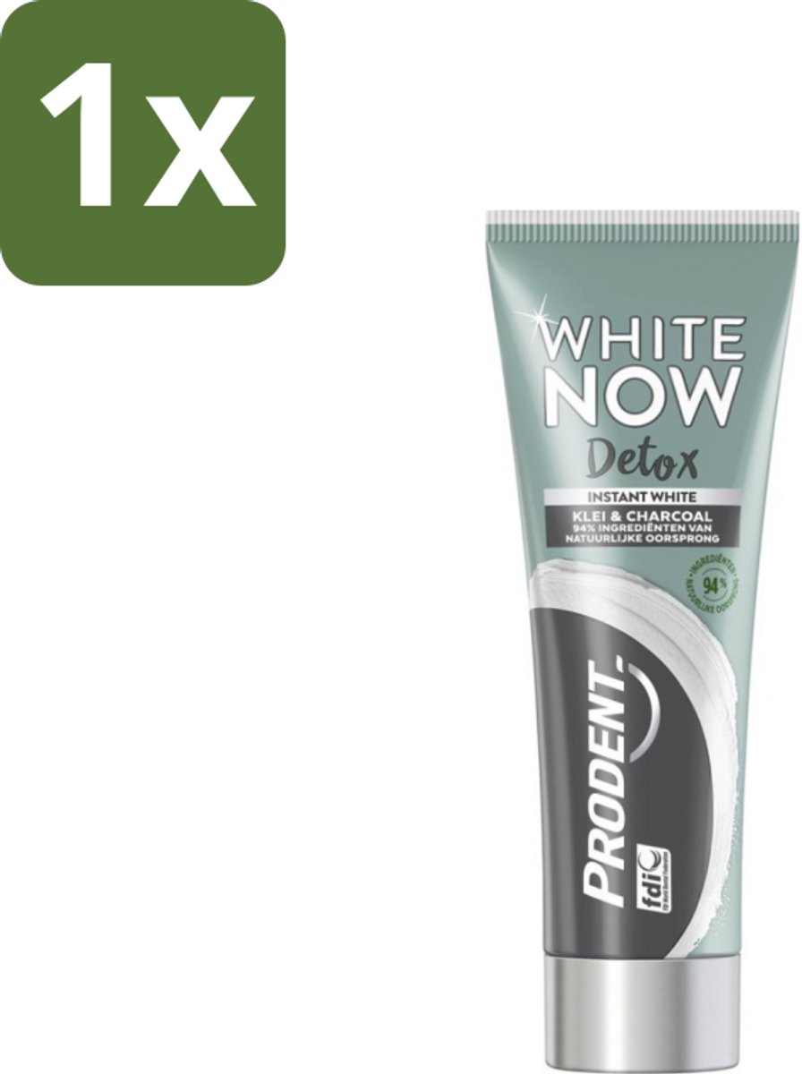 Prodent - White Now - Tandpasta - Natuurlijke Ingrediënten - Klei En Houtskool - 75 ml - 1 stuk