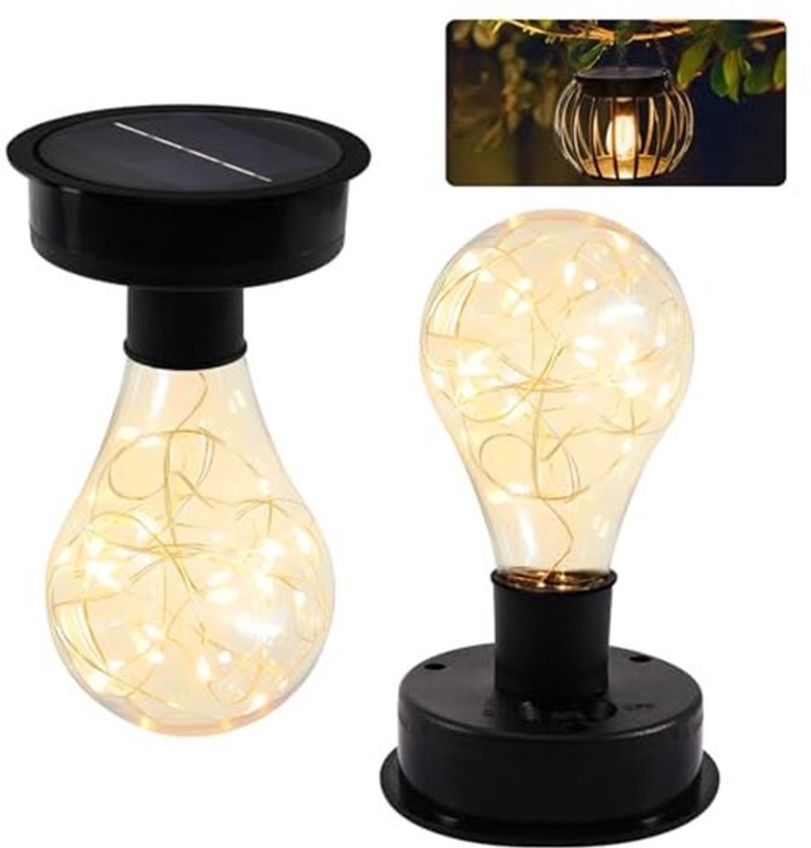 Tuinverlichting op zonne-energie - 2 stuks reserveonderdelen met led-gloeilamp en 8 cm zonnepaneel