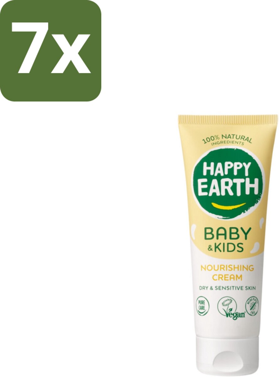 Happy Earth – Nourishing Cream – 100% Natuurlijk Baby & Kids – 75 ml - Bulkverpakking - 7 stuks