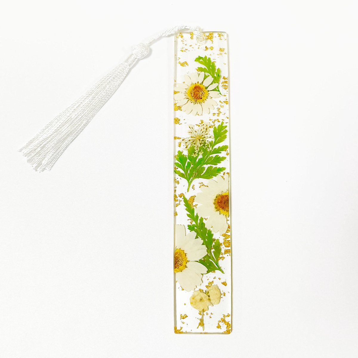 Set van 5 Transparante Acryl Boekenleggers met Echte Gedroogde Bloemen en Kwastje, 14 x 2,5 cm met 0,3 cm Dikte, Handgemaakte Duurzame Leestool voor Boekenliefhebbers, Studenten en Lezers -6