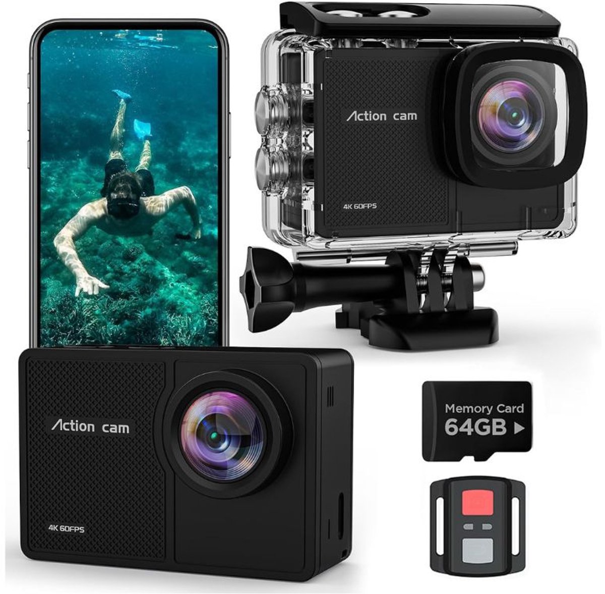 CRLYN® Onderwatercamera - Actiecamera Waterdicht - Camera voor Onderwater -Zwart