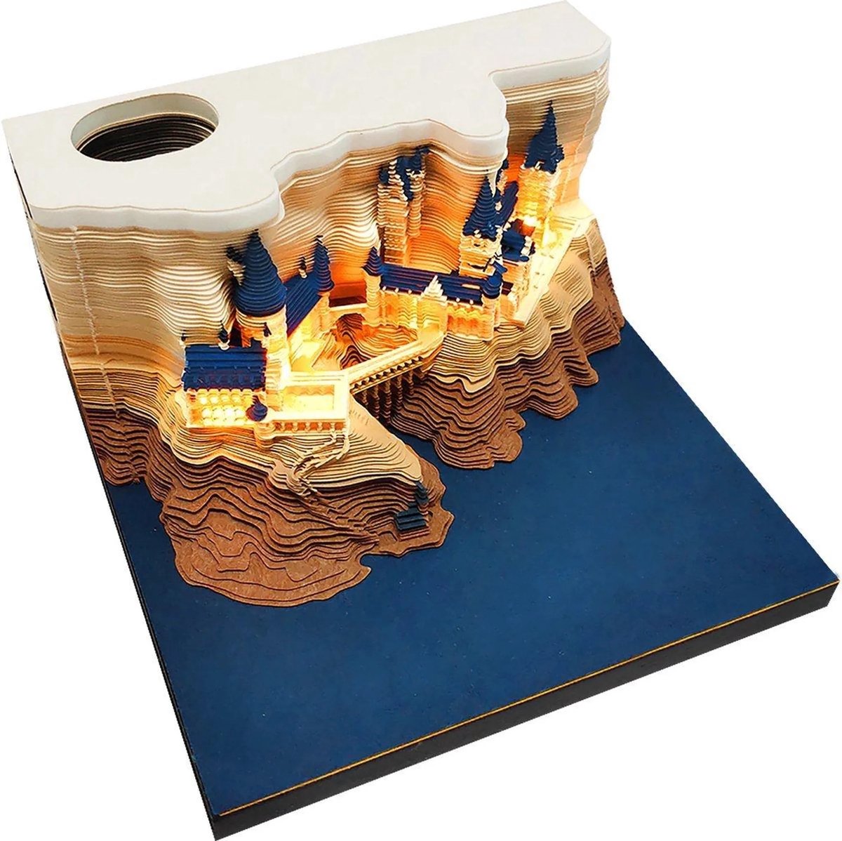 3D Memo Pad Kasteel met Lichten - Multifunctioneel 3D Post Notes Kladblok Papier Knutsel Kasteel Kantoor Woondecoratie - Afscheurbaar papier onthullen Magic Castle 3D niet-plakkerig notitieblok - DIY creatief cadeau - Kalender 2025