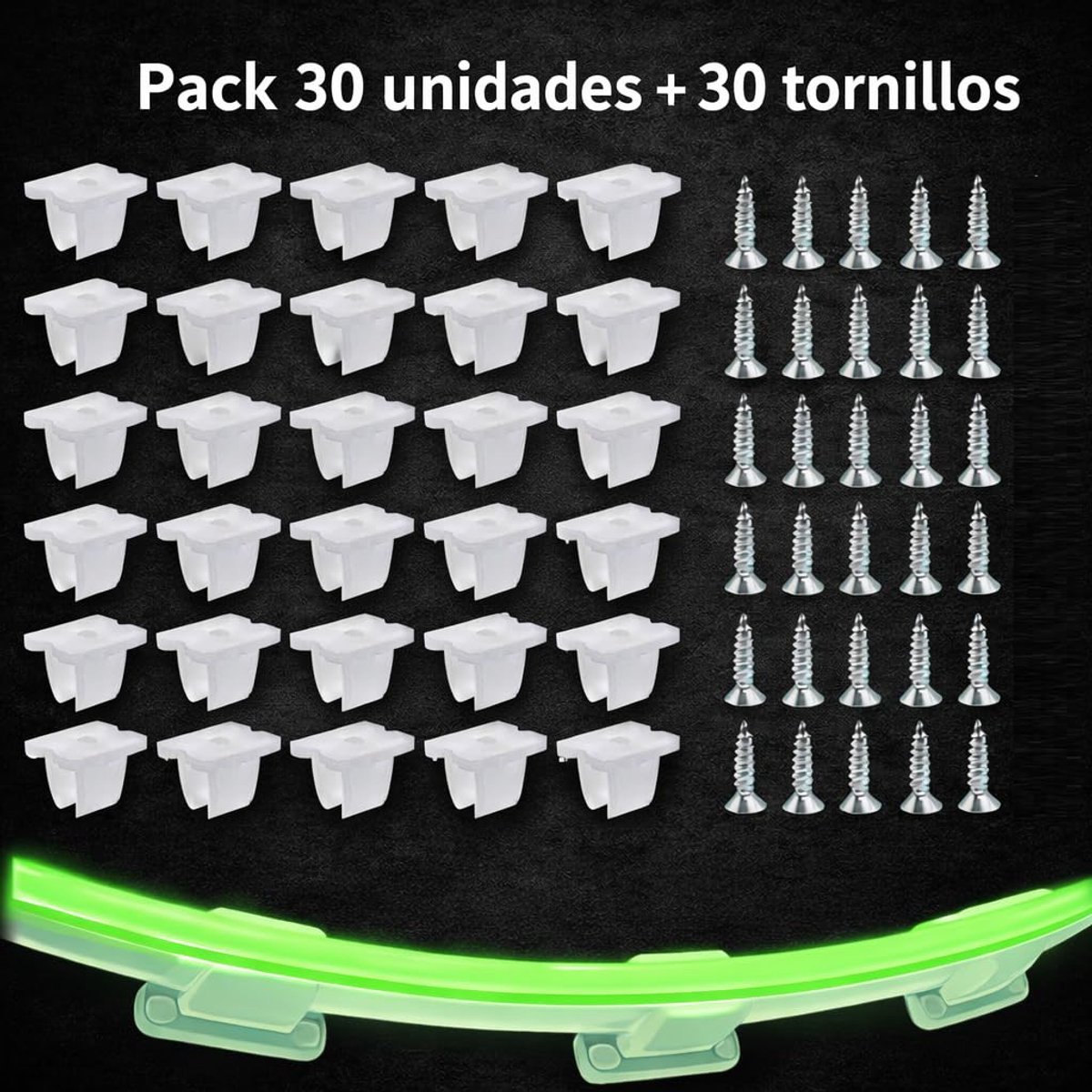 PUNTO ES LIGHTING Bevestigingsclips voor neon led 6 x 12 mm – verpakking met 30 stuks – bevestigingsklemmen van - ShopVlot