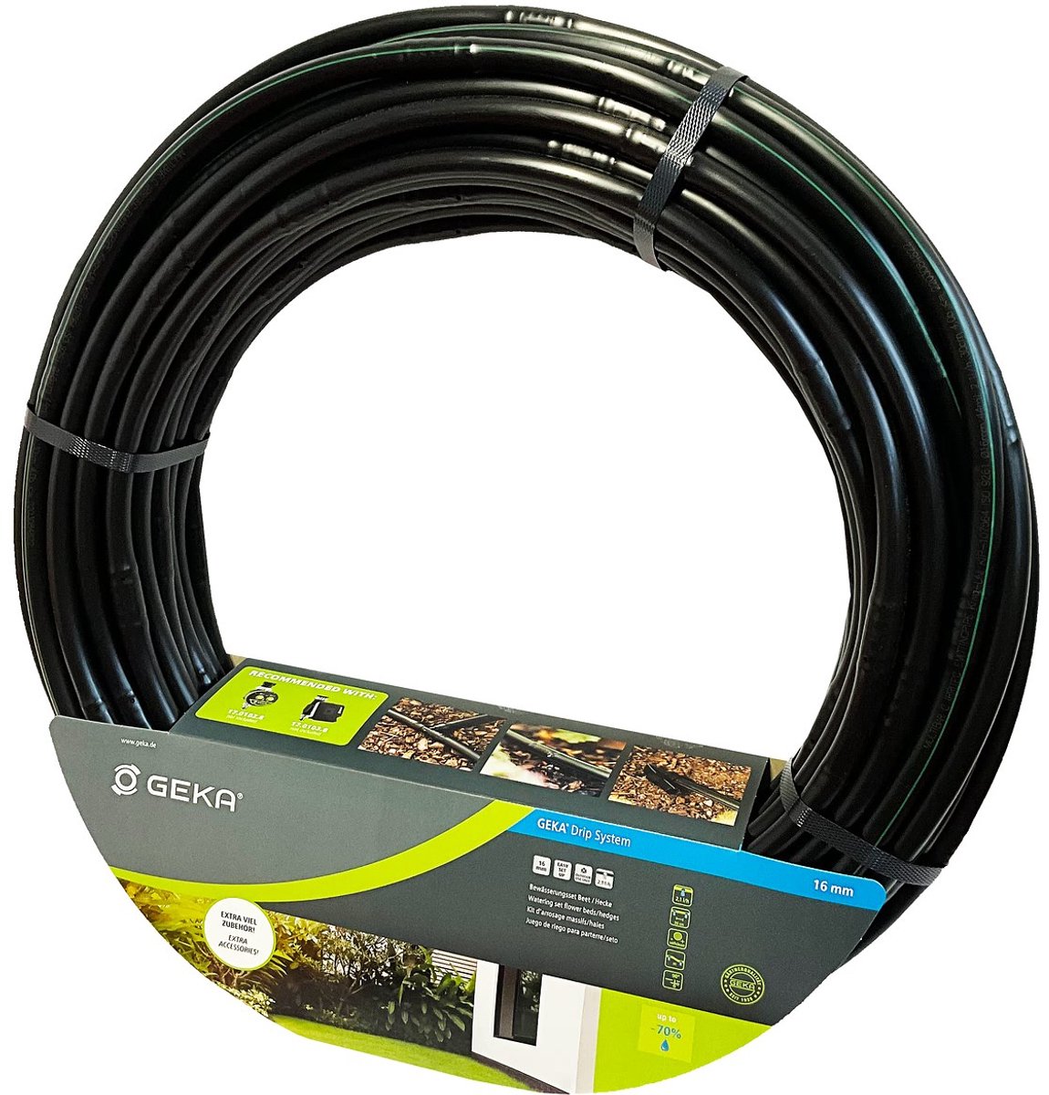 GEKA Drip System 16 mm Set Bevloeiing voor Hagen en Borders - 50 Meter