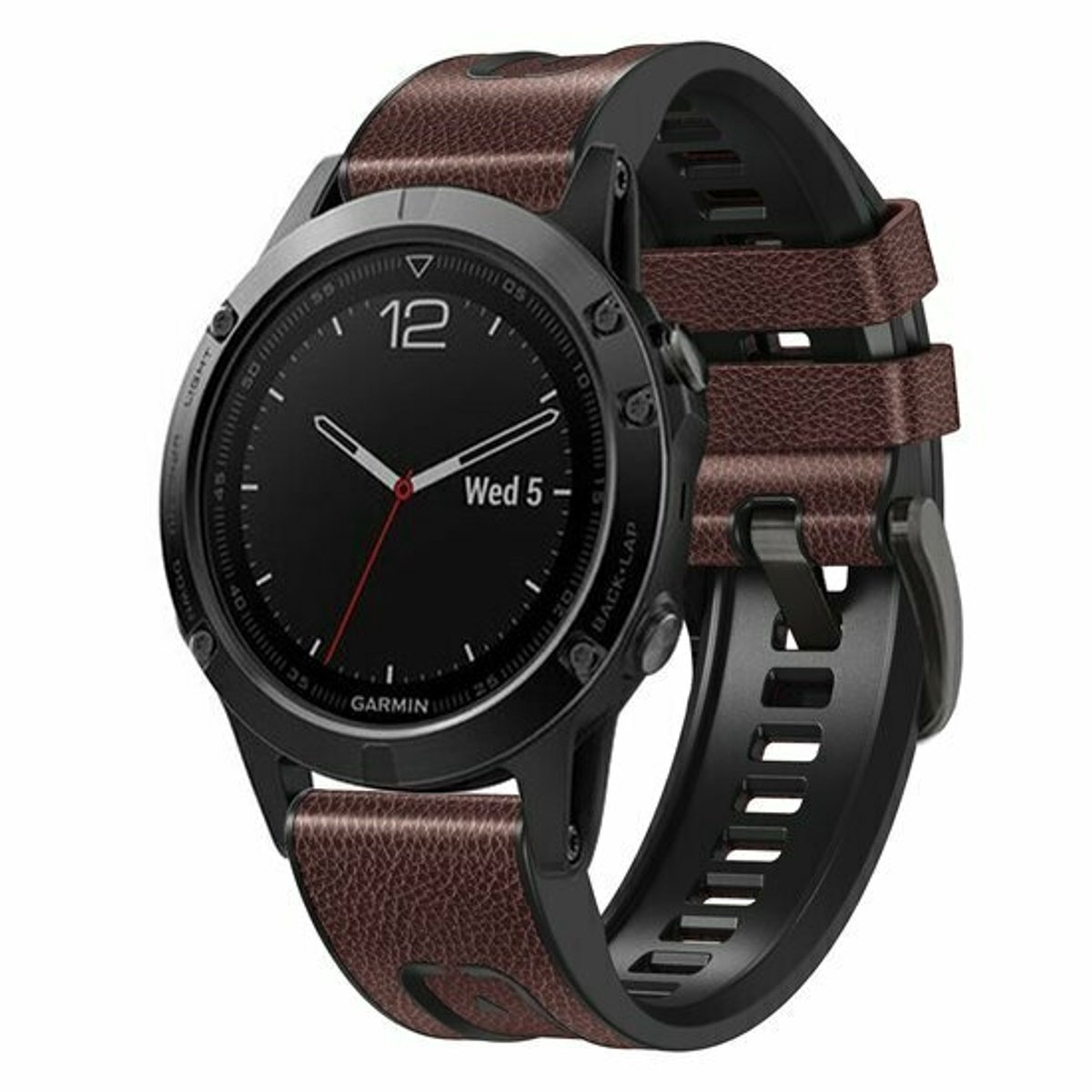 By Qubix - Geschikt voor Garmin bandje - 22mm Quickfit - leer + siliconen bandje - Donkerbruin - Geschikt voor Garmin Fenix 9 / 9 pro - 47mm