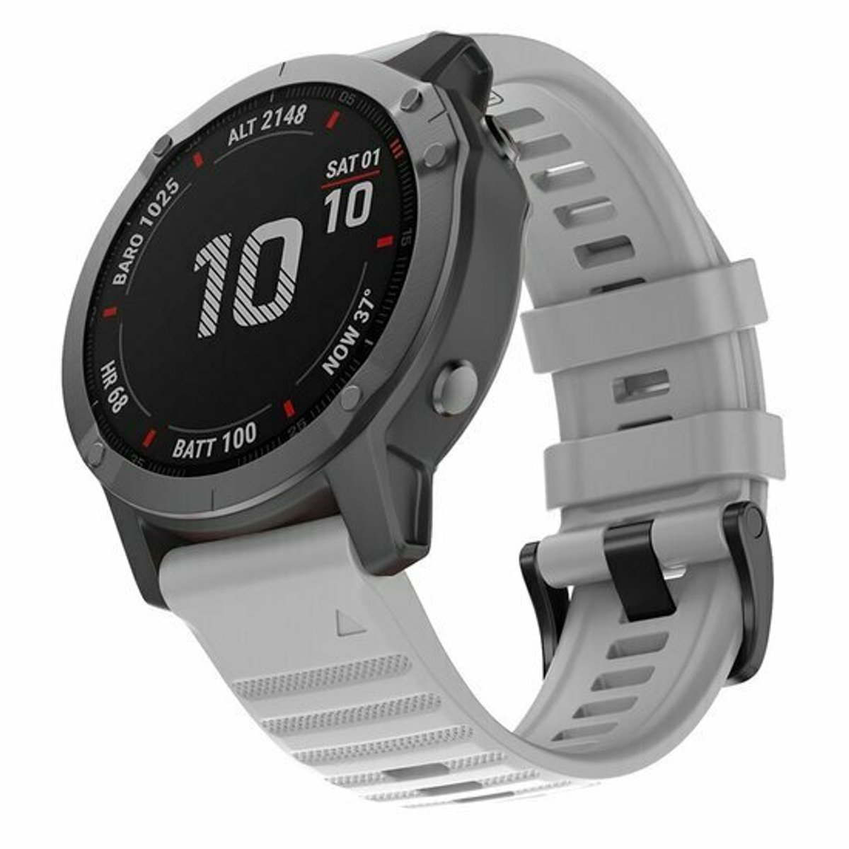 By Qubix - Geschikt voor Garmin bandje - 22mm Quickfit - Siliconen bandje - Grijs - Geschikt voor Garmin Fenix 9 / 9 pro - 47mm