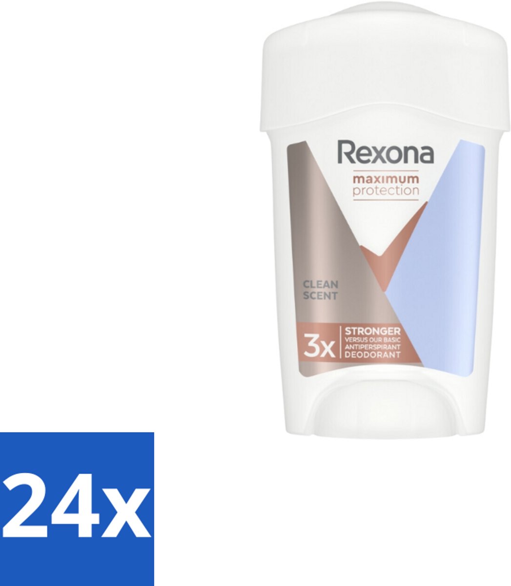 Rexona Deodorant Stick Cream Maximum Protection Clean Scent 45 ml - Voordeelverpakking - 24 stuks