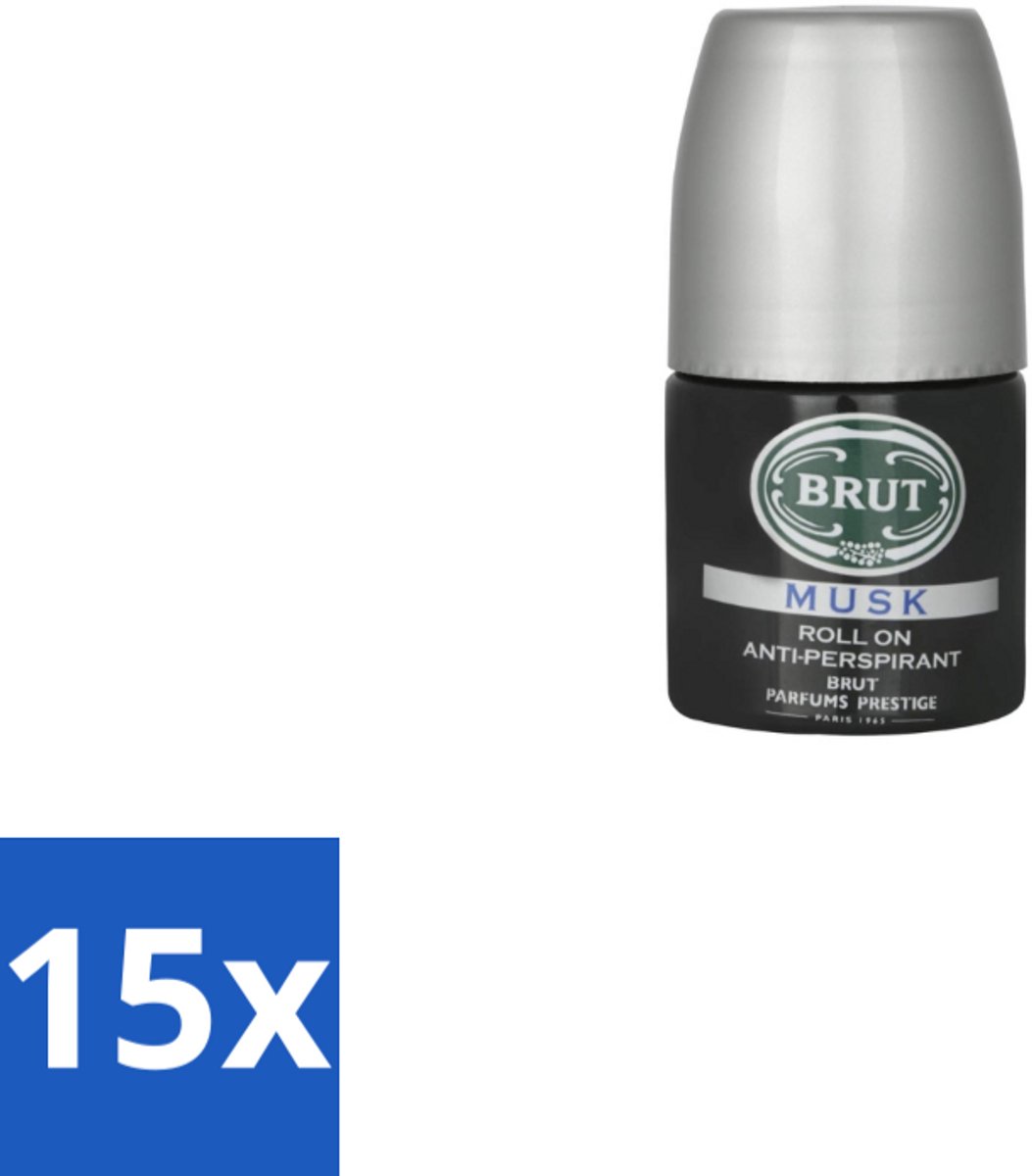 15 x Brut – Deodorant Roller – Musk - 50 ml - Anti-transpirant - Roll-on - Musk - Mannelijke Geur - Langdurige Bescherming