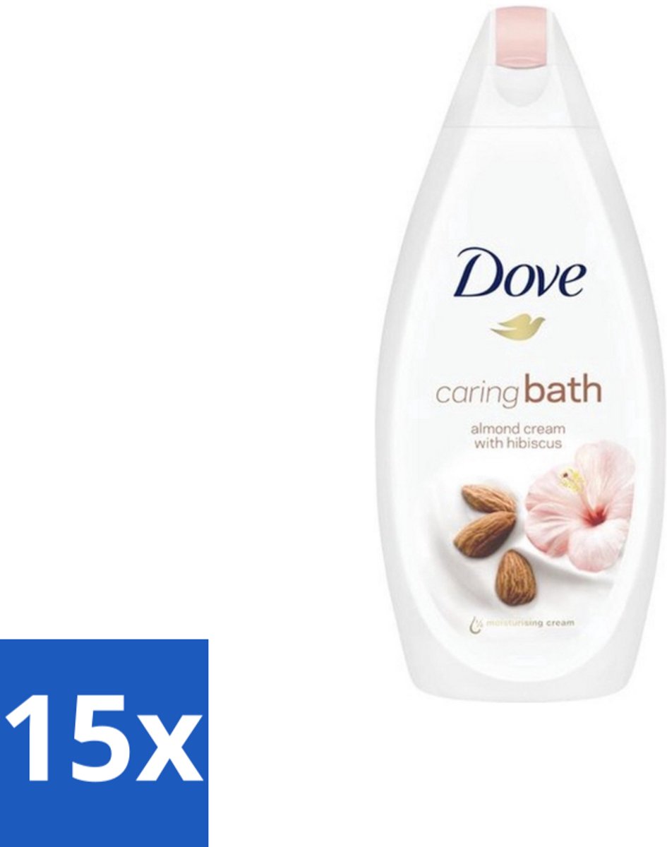 15 x Dove – Badcrème – Caring Bath Almond – 450 ml - Badcrème - Badcrème Almond - Badcrème Voor Huid - Badcrème Voor Ontspanning - Badcrème Voor Gevoelige Huid