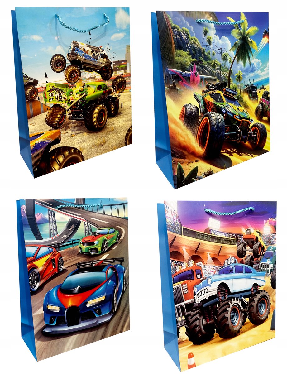 Feestelijke Cadeautas Monster Truck 31x40x12cm - 1 Stuk