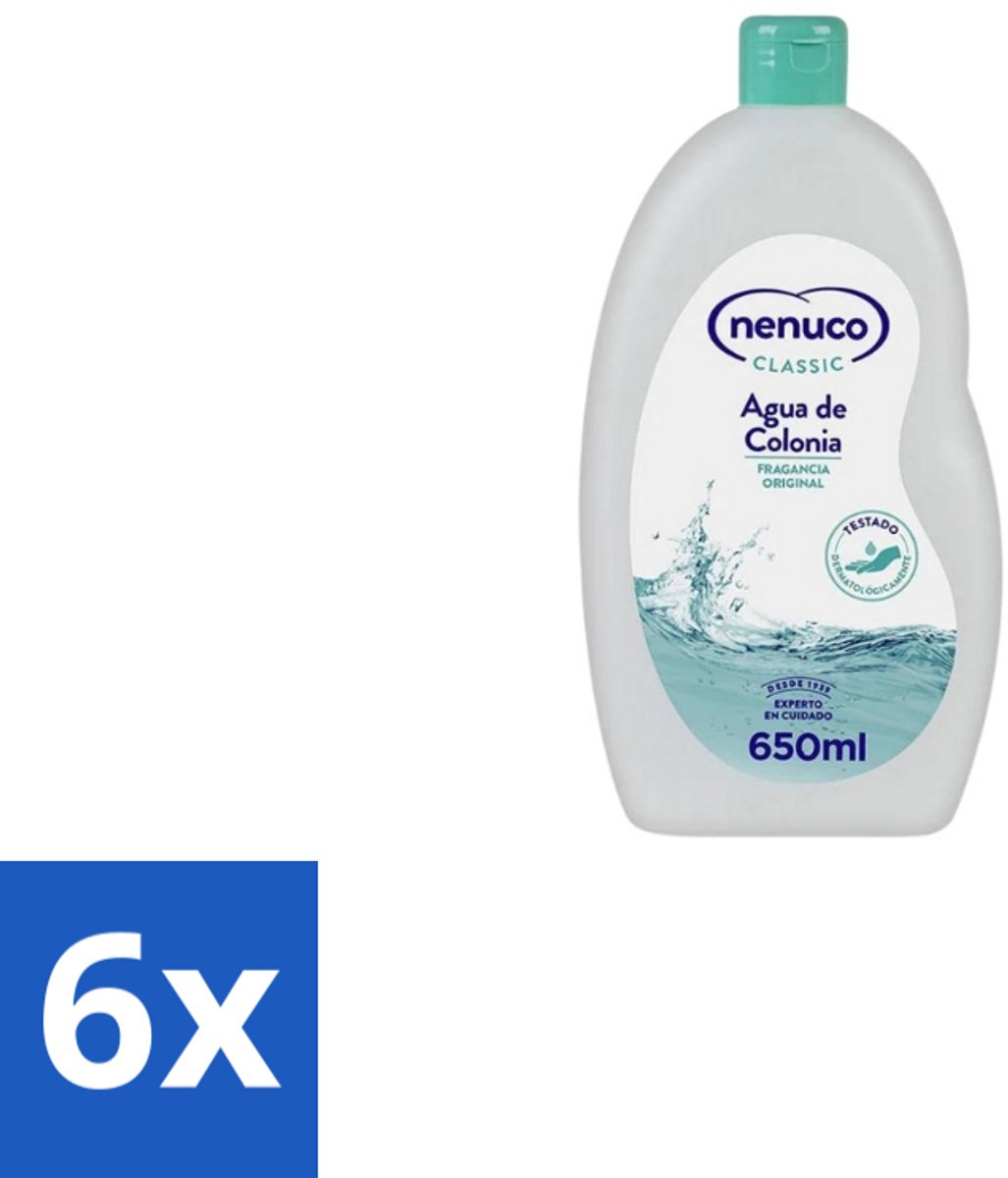 6 x Nenuco – Eau de Cologne – Klassiek – 650 ml - Eau De Cologne - Klassiek - Fris - Bloemig - Verfrissend
