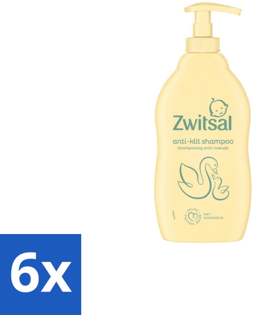 6 x Zwitsal – Shampoo – Anti-Klit – 400 ml - Baby Haar Reinigen - Anti-klitten Shampoo - Babyhuid Beschermen - Zachte Babyhaartjes - Kammen Zonder Klitten