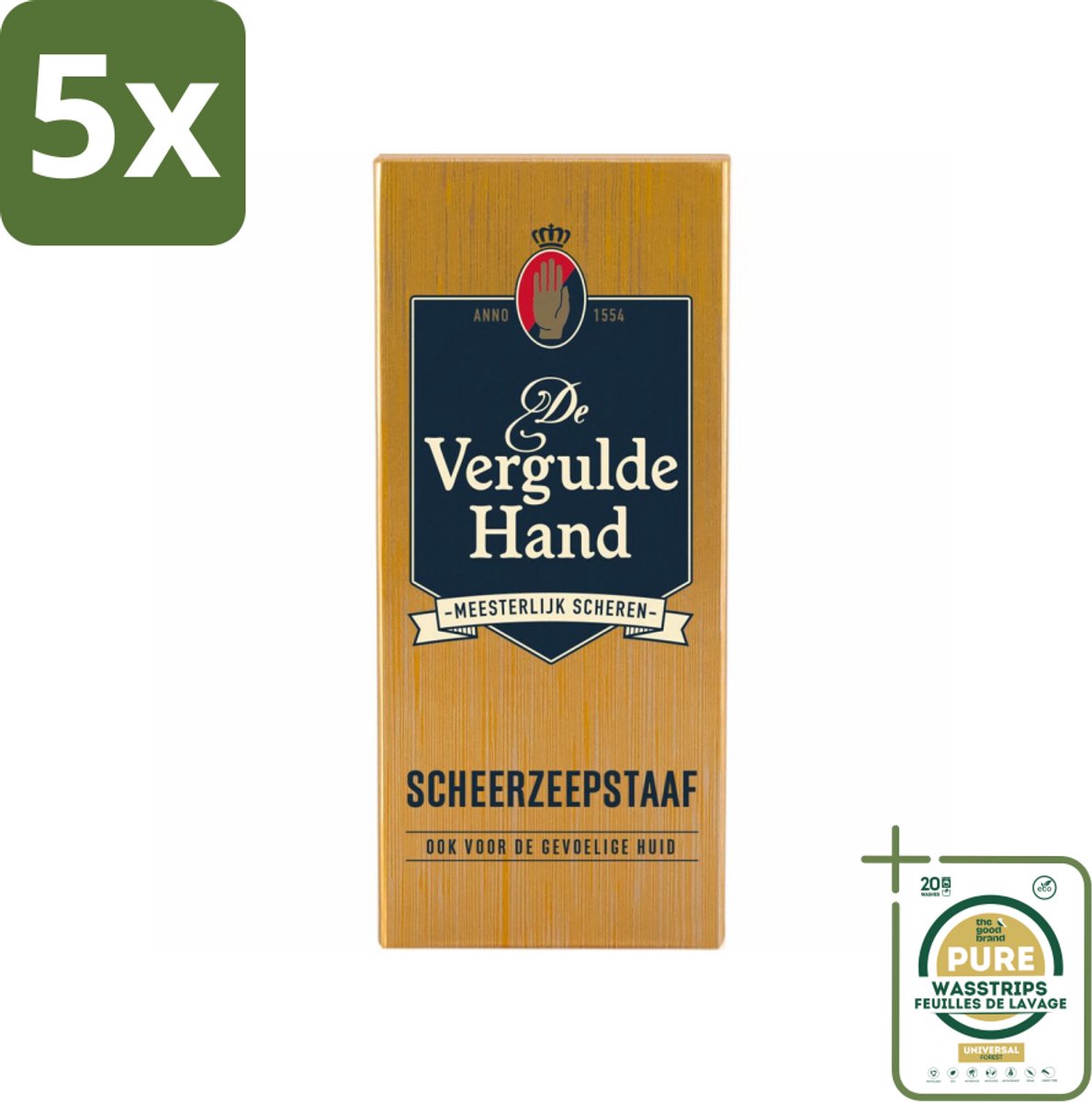 5 x Vergulde Hand Scheerzeepstaaf 75 gr - Grootverpakking - Scheerzeepstaaf - Vergulde Hand - Scheerbeleving - Klassiek Scheeren - Luxe Scheerbeleving