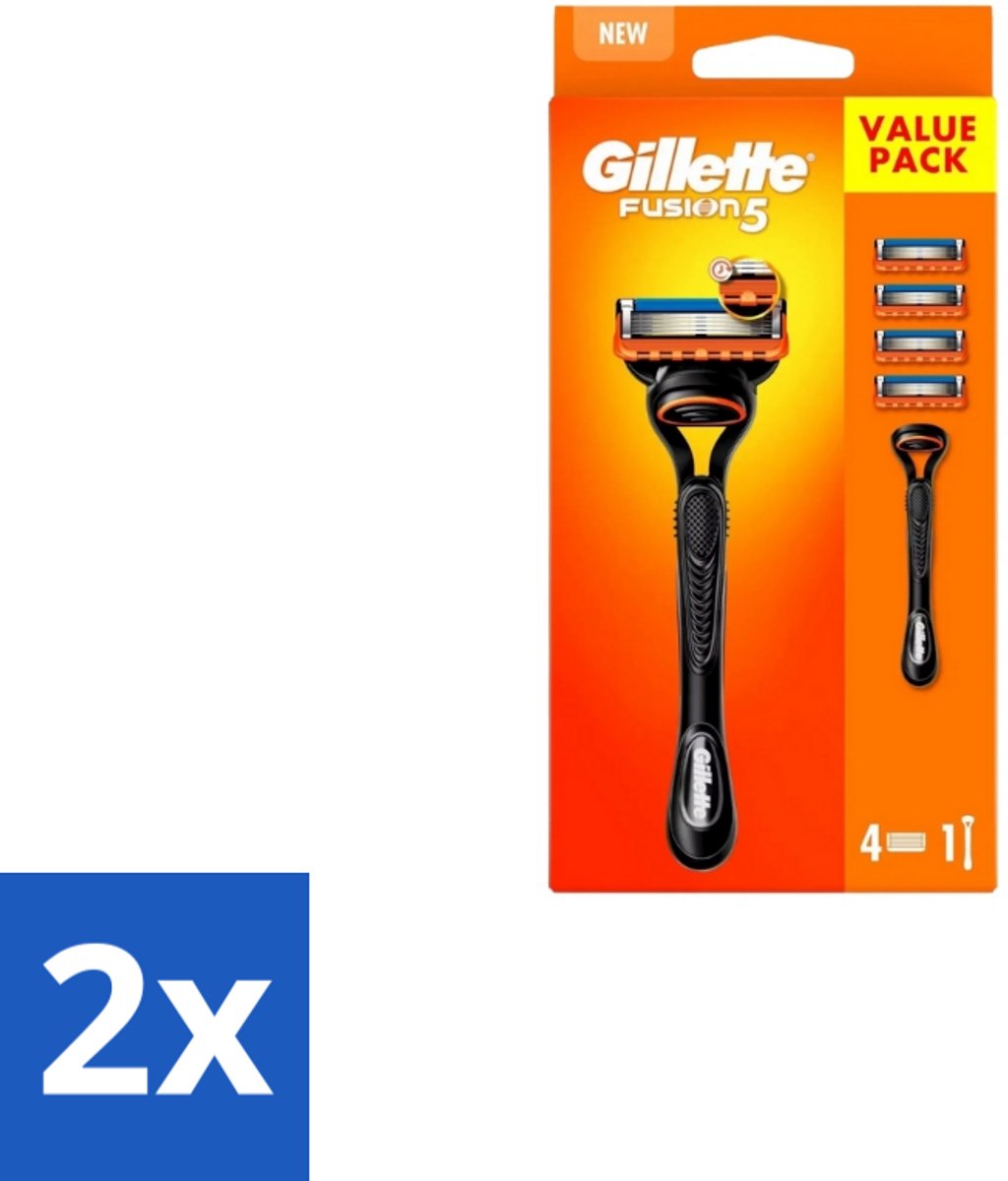 2 x Gillette – Fusion5 – Scheersysteem Houder + 4 Mesjes - Scheermes - Scheren - Scheren Mesjes - Scheren Houder - Scheren Comfort