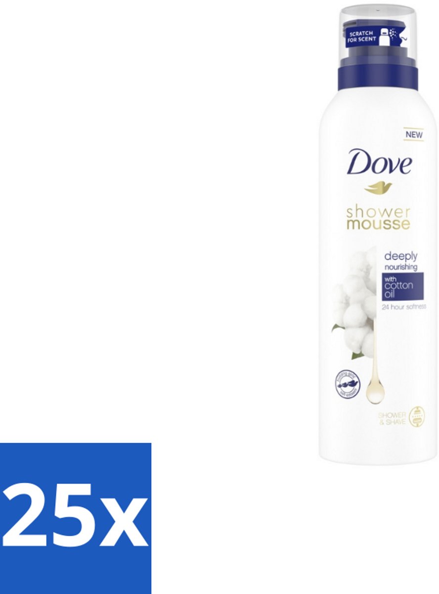 25 x Dove – Douchefoam – Deeply Nourishing Cotton Oil – 200 ml - Douchefoam - Huid Verzorging - Katoenzaadolie - Hydratatie - Droge Huid