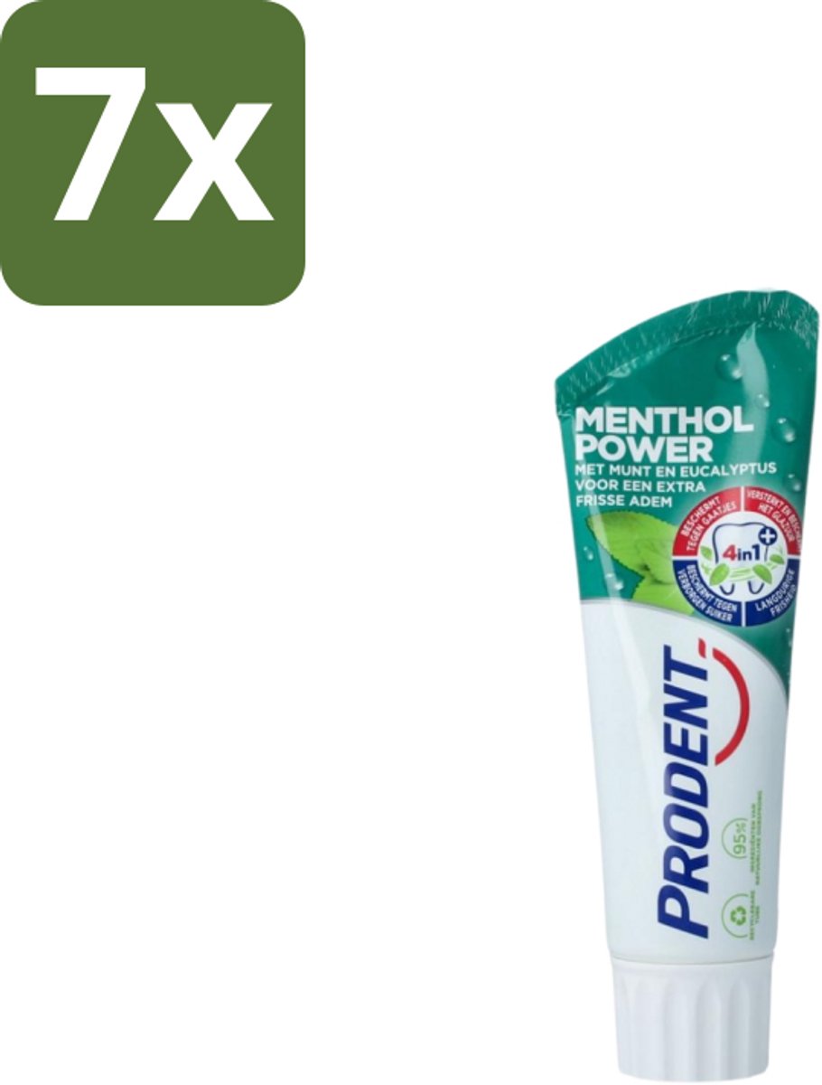 7 x Prodent Tandpasta Menthol Power 75 ml - Tandpasta Menthol - Frisse Mond - Menthol - Munt - Eucalyptus