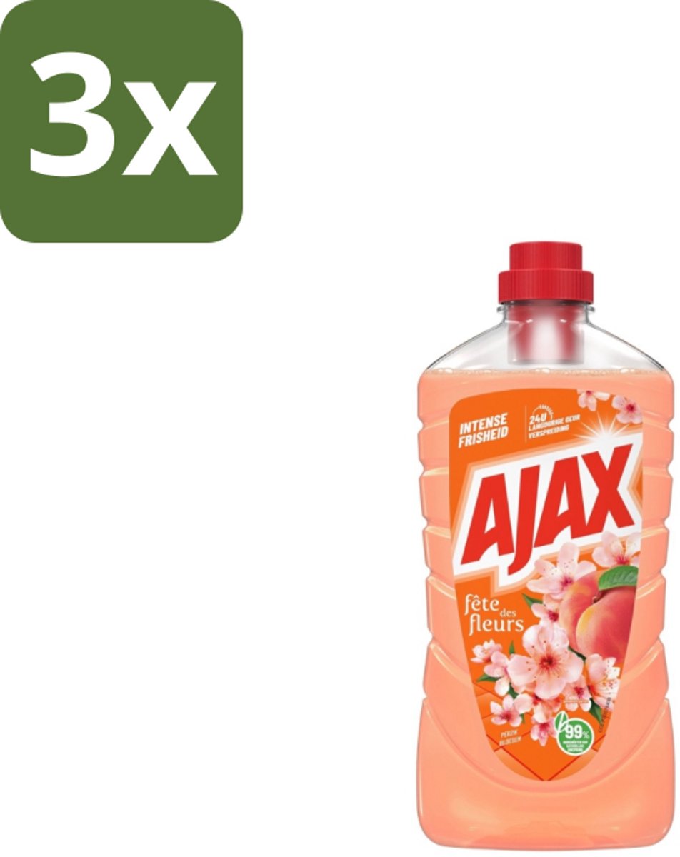 Ajax Allesreiniger Fête Des Fleurs Peach 1 liter - Bulkverpakking - 3 stuks