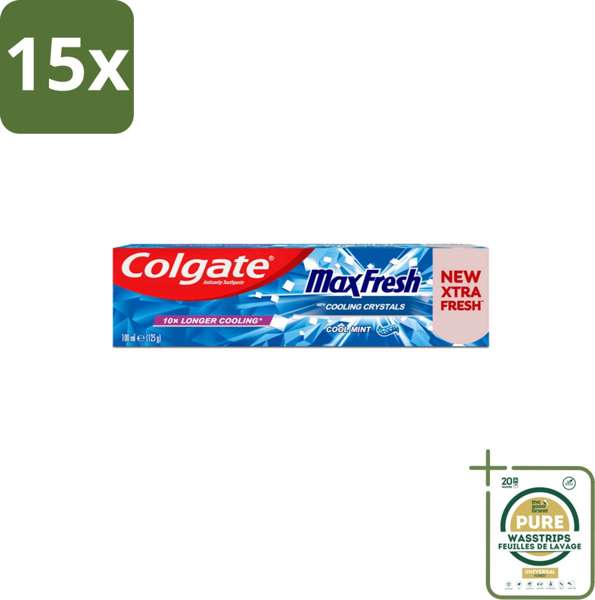 15 x Colgate Tandpasta Maxfresh Coolmint 100 ml - Grootverpakking - Tandpasta - Frisse Adem - Mondhygiëne - Cariës Bestrijden - Tandplak Verwijderen