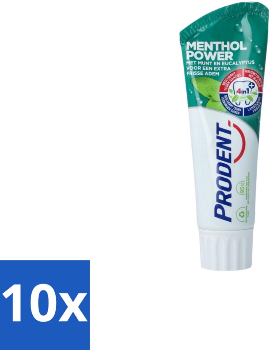 10 x Prodent Tandpasta Menthol Power 75 ml - Tandpasta Menthol - Frisse Mond - Menthol - Munt - Eucalyptus
