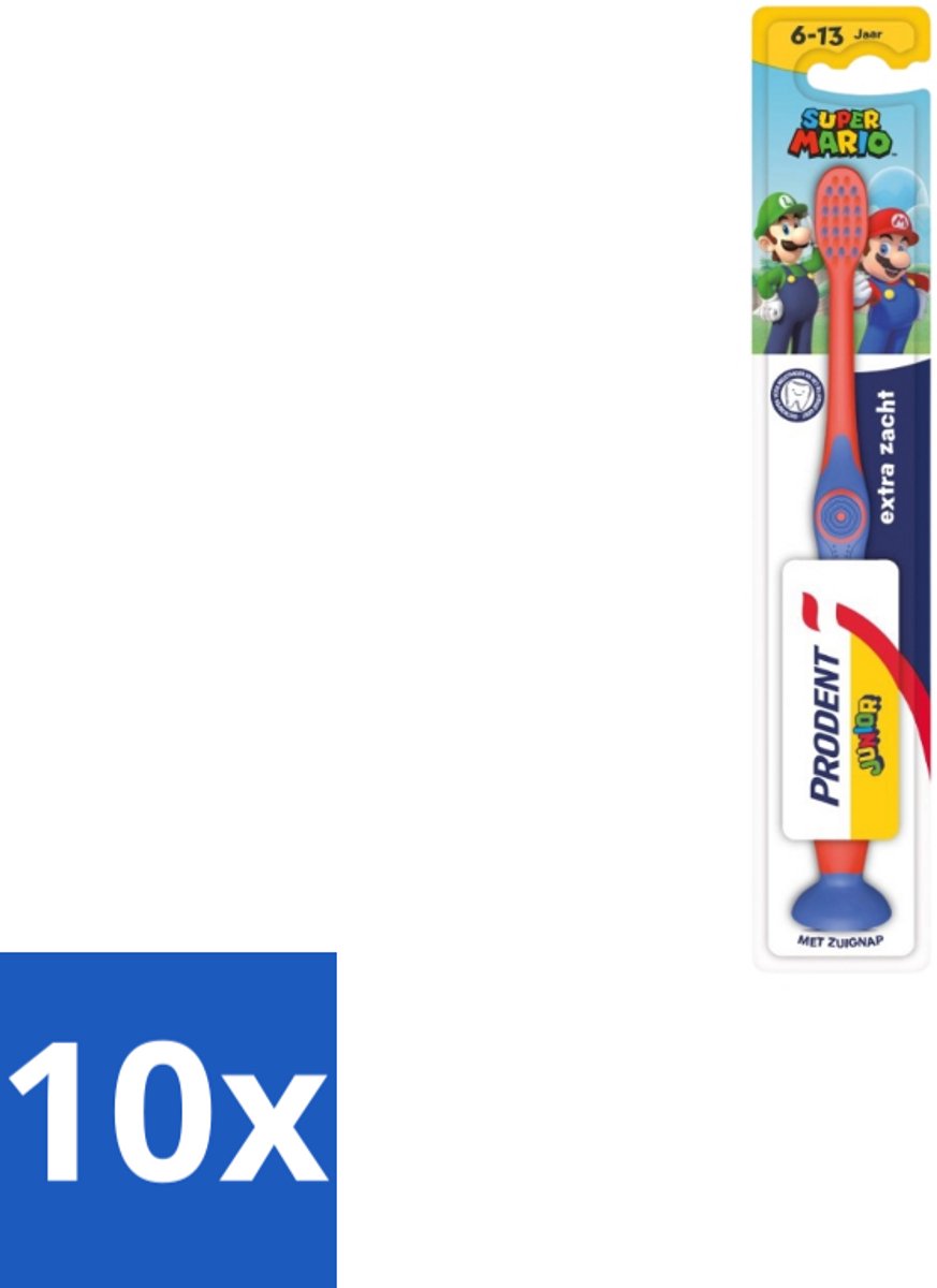 10 x Prodent – Tandenborstel – Super Mario – 6+ jaar - Tandenborstel Kinderen 6+ Jaar - Super Mario Tandenborstel - Tandenpoetsen Voor Kinderen - Prodent Super Mario - Tandenborstel 6-13 Jaar