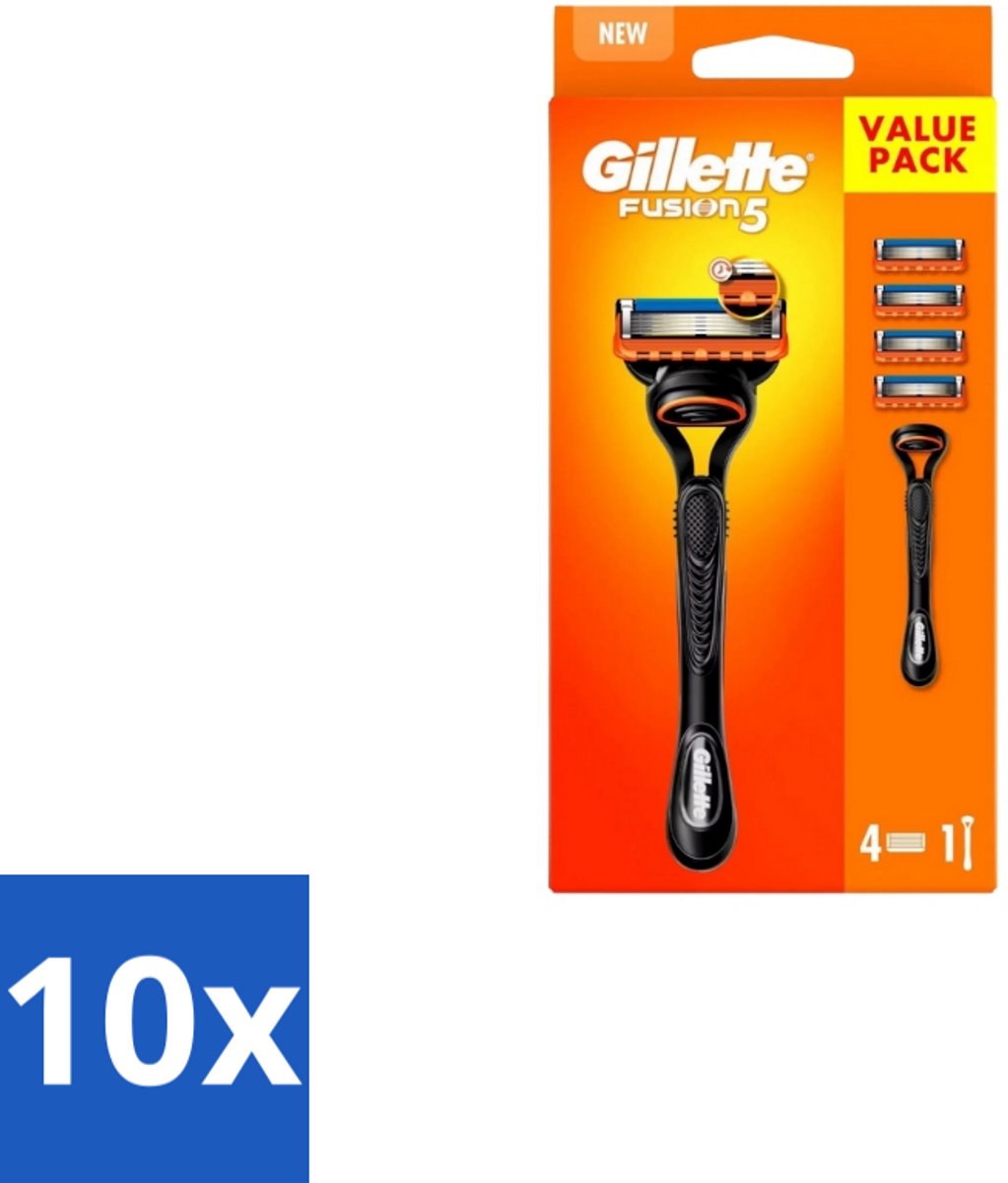 10 x Gillette – Fusion5 – Scheersysteem Houder + 4 Mesjes - Scheermes - Scheren - Scheren Mesjes - Scheren Houder - Scheren Comfort