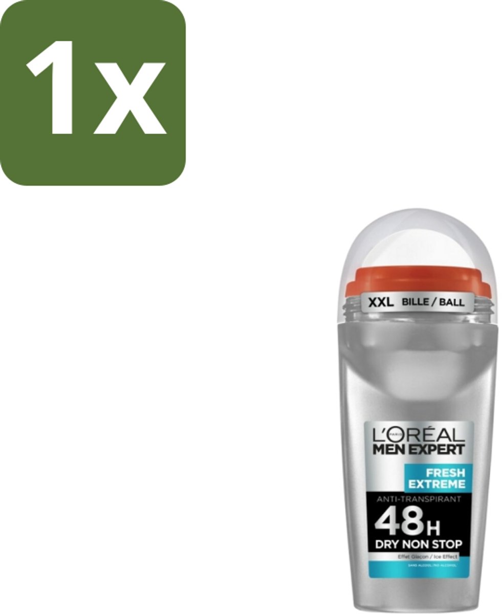 1 x L'Oréal Men Expert Deodorant Roller Fresh Extreme 50 ml - Anti-transpirant - Deodorant Roller - Ice Effect - Frisheid - Zweetbestrijding