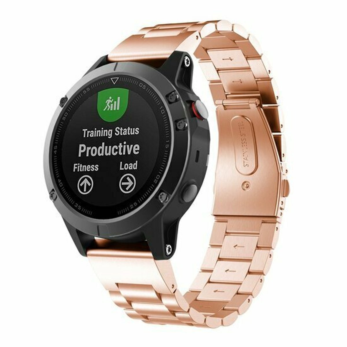 By Qubix - Geschikt voor Garmin bandje - 20mm Quickfit - Stalen schakelband - Rosé goud - Geschikt voor Garmin Fenix 9 / 9 pro - 43mm