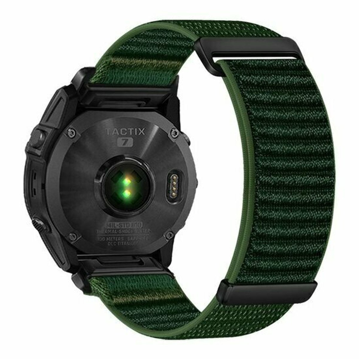By Qubix - Geschikt voor Garmin bandje - 20mm Quickfit - Nylon Sport Loop bandje - Donkergroen - Geschikt voor Garmin Fenix 9 / 9 pro - 43mm