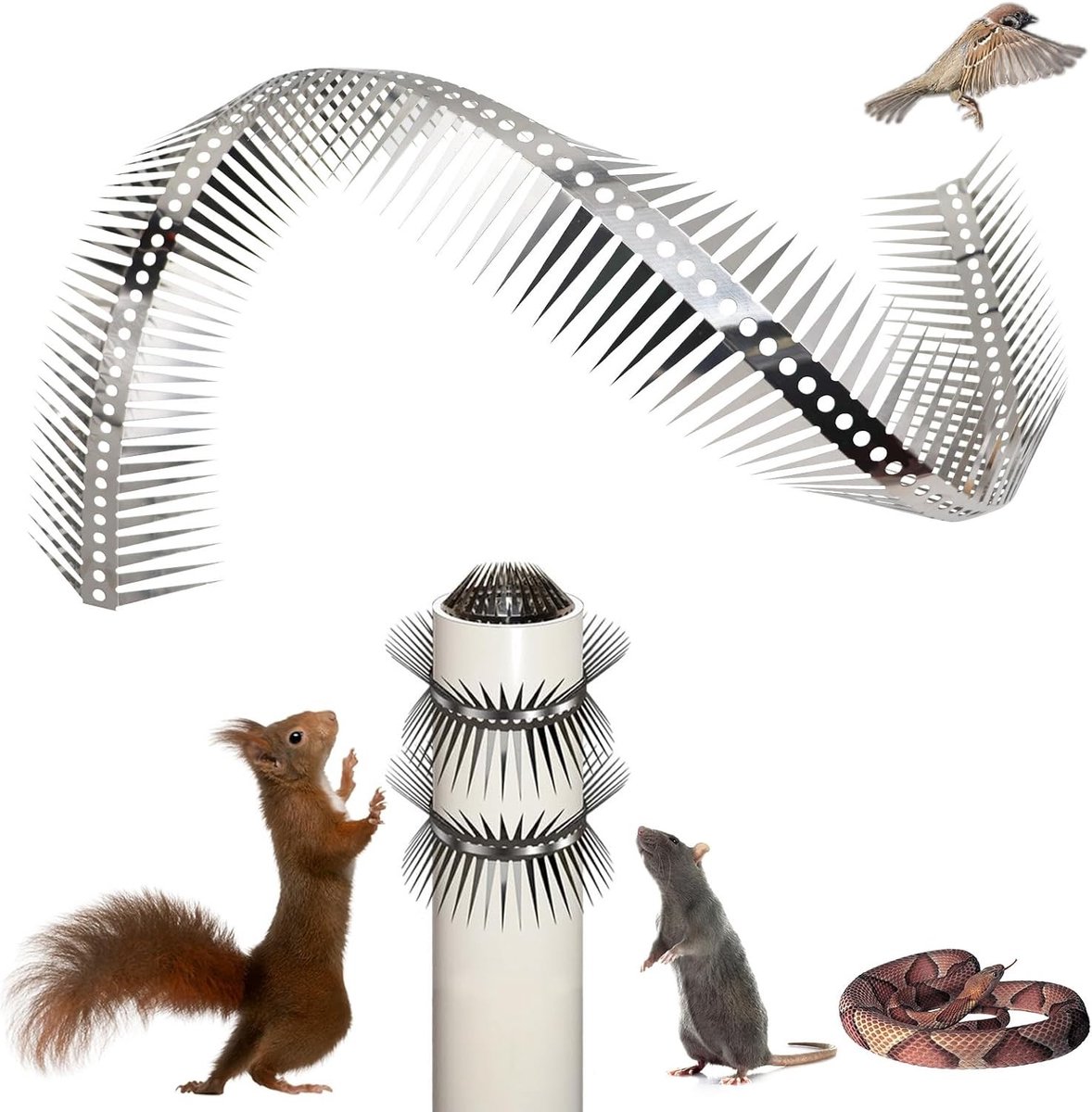 40 inch roestvrijstalen vogelspikes voor hekken en oppervlakken - snijdbare en buigbare anti-vogel spikes tegen duiven, kleine vogels en ongedierte