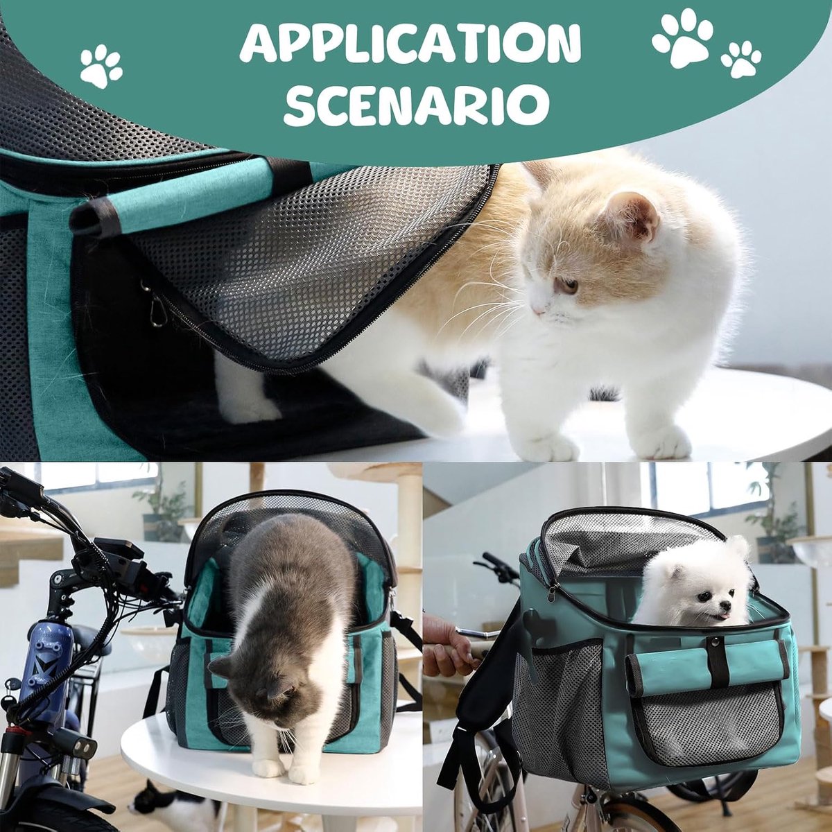 Fietsmand Huisdier - Draagtas Hond - Veilig Vervoer - Opvouwbaar Design - 32 x 29 x 39 cm - Blauw