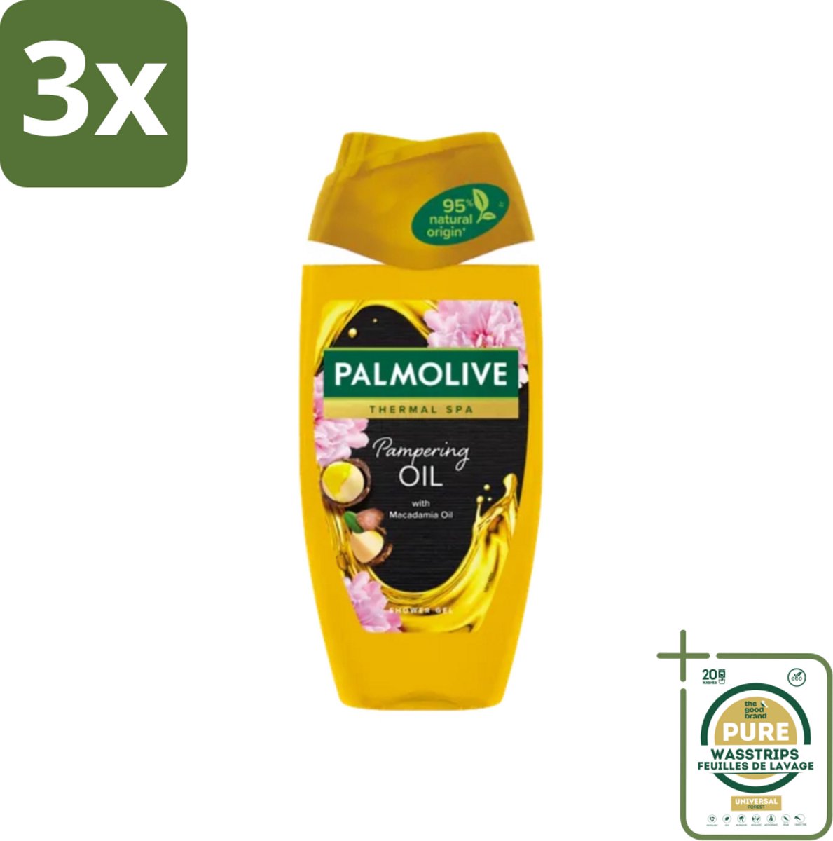 3 x Palmolive - Thermal Spa - Douchegel - Pampering Oil - Macadamia - 250 ml - Grootverpakking - Douchegel - Pampering Oil - Macadamia-olie - Spa Ervaring - Huid Verzorging
