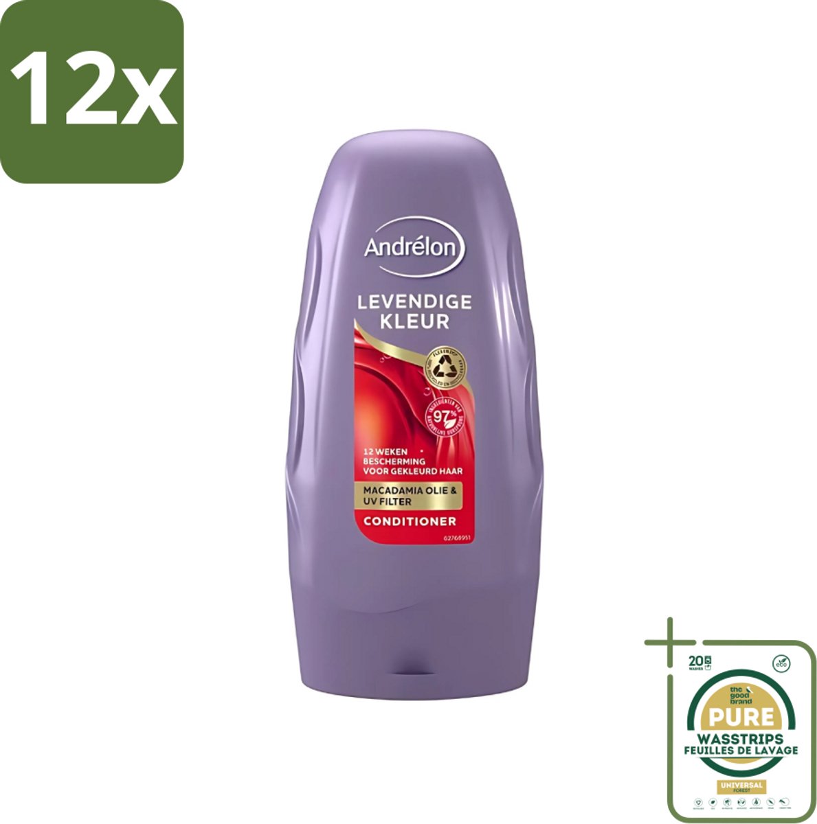 Andrélon - Levendige Kleur - Conditioner - Kleurbehoud - 250 ml - Voordeelverpakking - 12 stuks - Haar verzorging - Haar glans