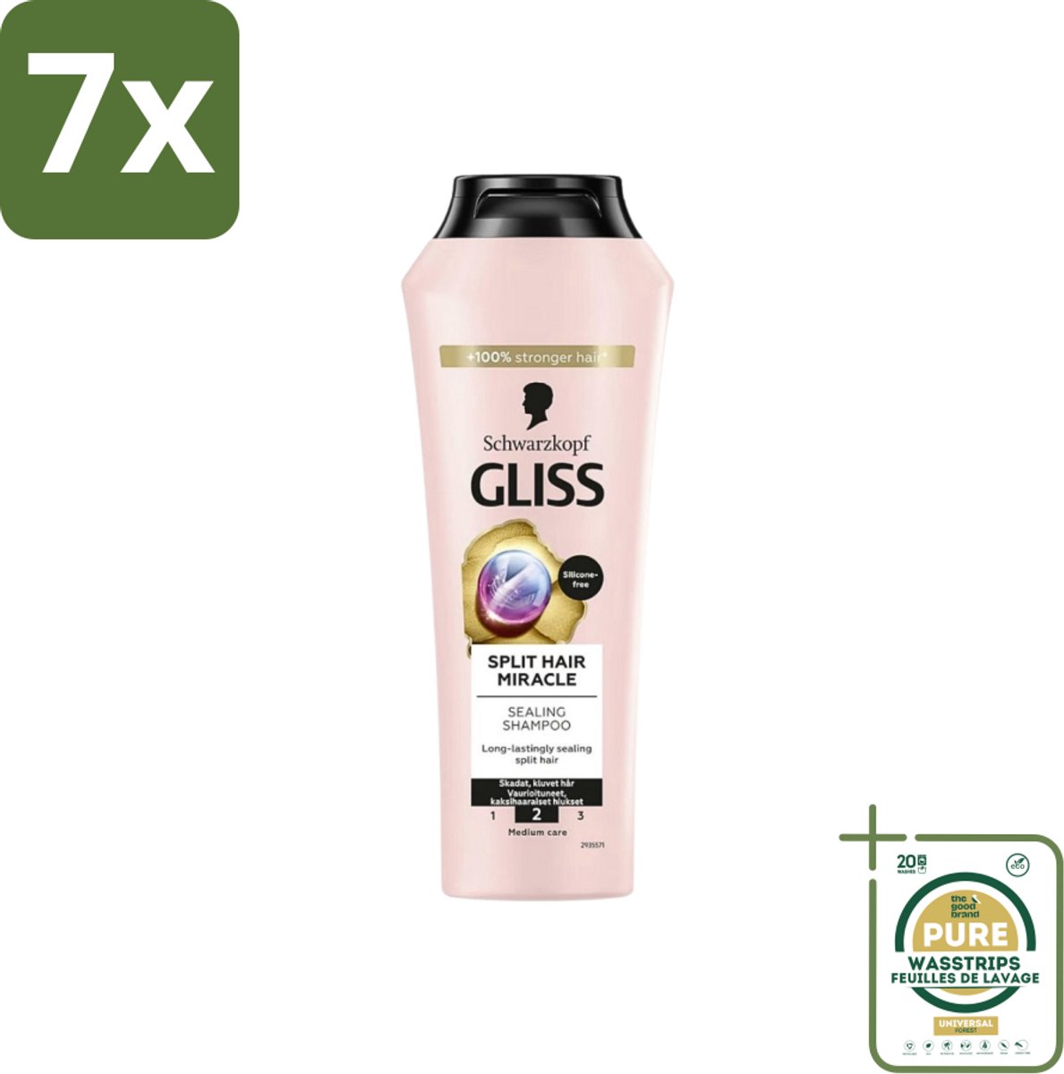 7 x Gliss-Kur - Shampoo - Split Hair Miracle - Herstelt Gespleten Haarpunten - 400 ml - Grootverpakking - Gespleten Haarpunten - Haar Herstel - Haar Versterken - Hydrolyzed Keratine - Vitamine E