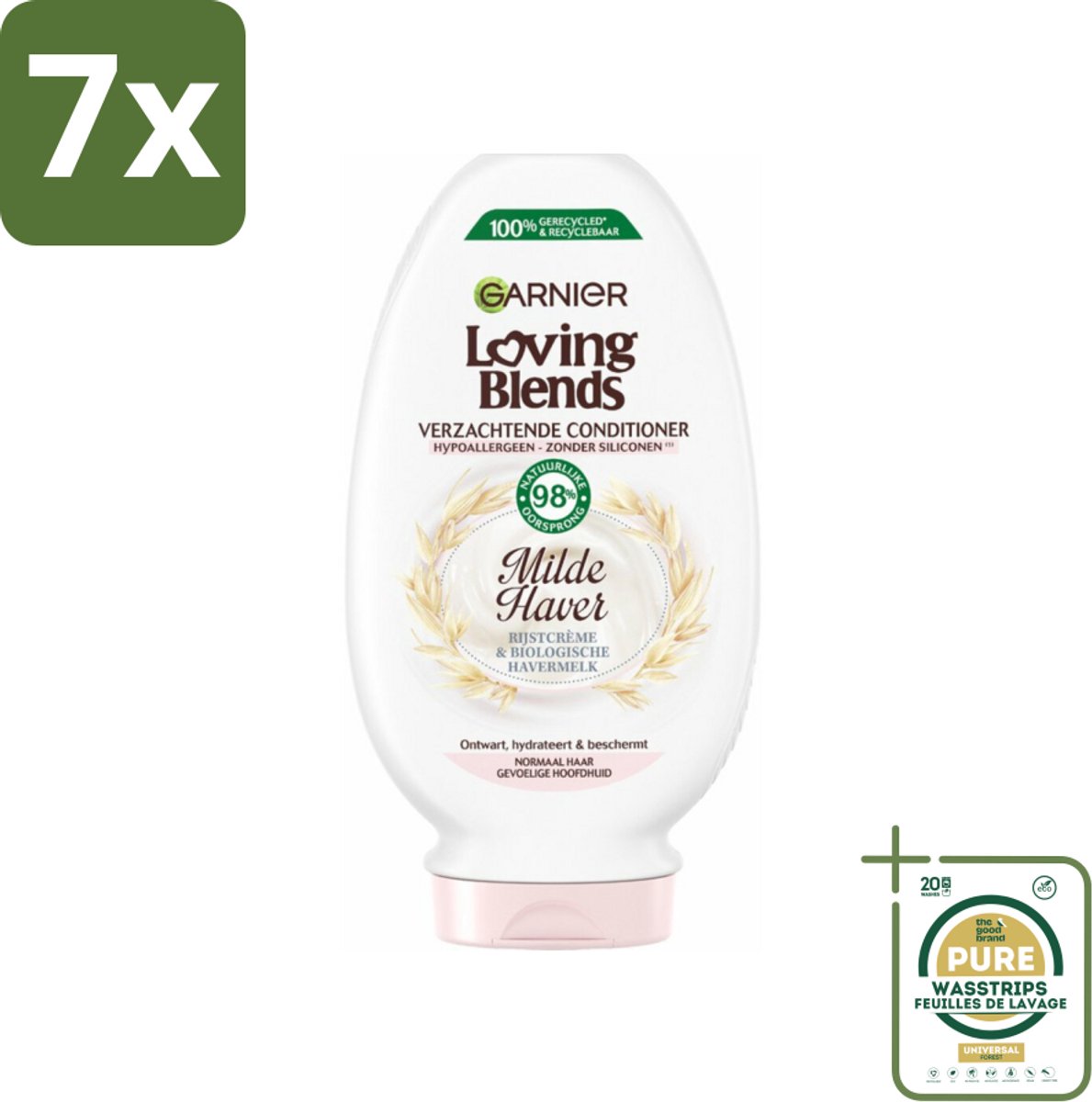 7 x Garnier Loving Blends Milde Haver Conditioner 250 ml - Grootverpakking - Conditioner Voor Gevoelige Hoofdhuid - Milde Conditioner - Hypoallergene Conditioner - Rijstcrème Conditioner - Biologische Havermelk Conditioner