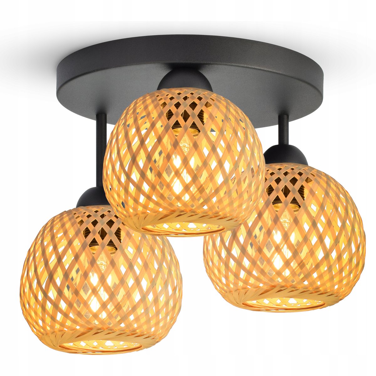 Merkloze Bamboe Plafondlamp Vlechtwerk Stijlvol Zwart E27