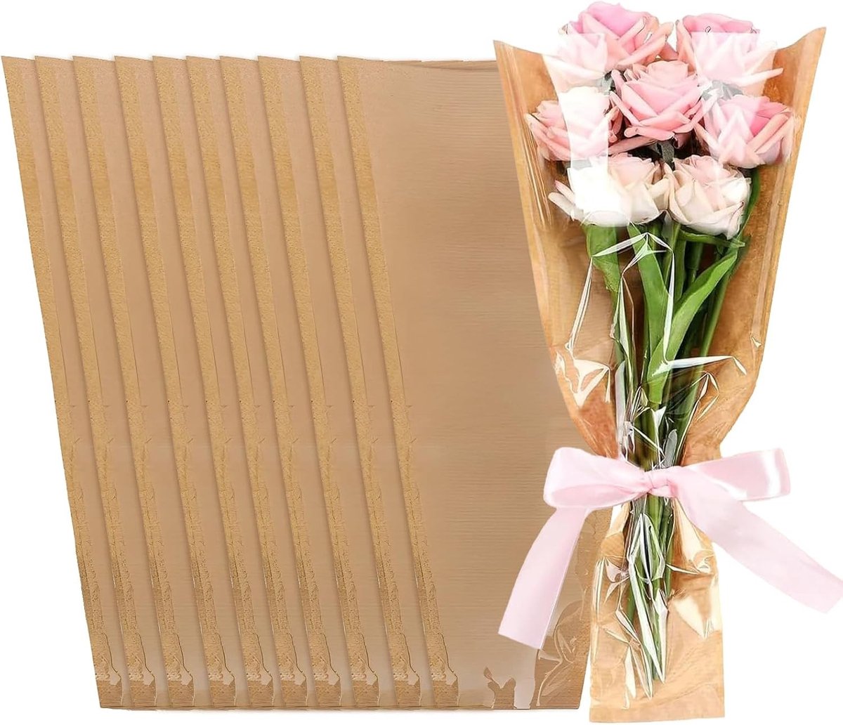 Kraftpapier voor Bloemen: 50 Vellen Waterdicht Inpakpapier voor Boeketten, Cadeaus en Bruiloften, Perfect voor Verjaardagen en Jubilea