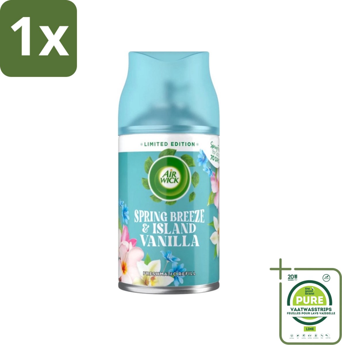 1 x Air Wick - Luchtverfrisser Navulling - Lentebries & Eilandvanille - Automatische Spray - 250 ml - Lentebries En Eilandvanille - Luchtverfrisser - Navulling - Automatische Spray - Frisheid